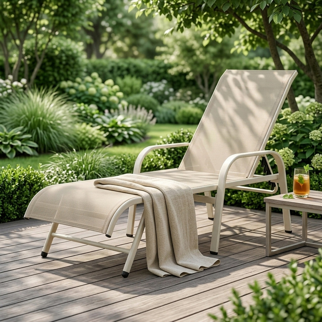 GARDEN POOL LOUNGER FLAT FOLDING STRONG BEIGE YS-33 Manufacturer code YS-33