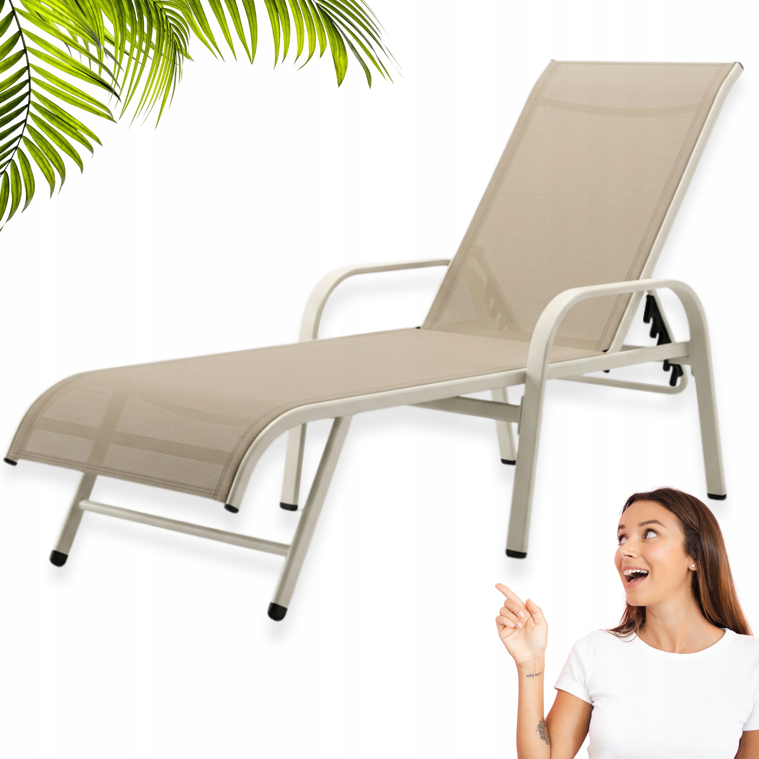 GARDEN POOL LOUNGER FLAT FOLDING STRONG BEIGE YS-33