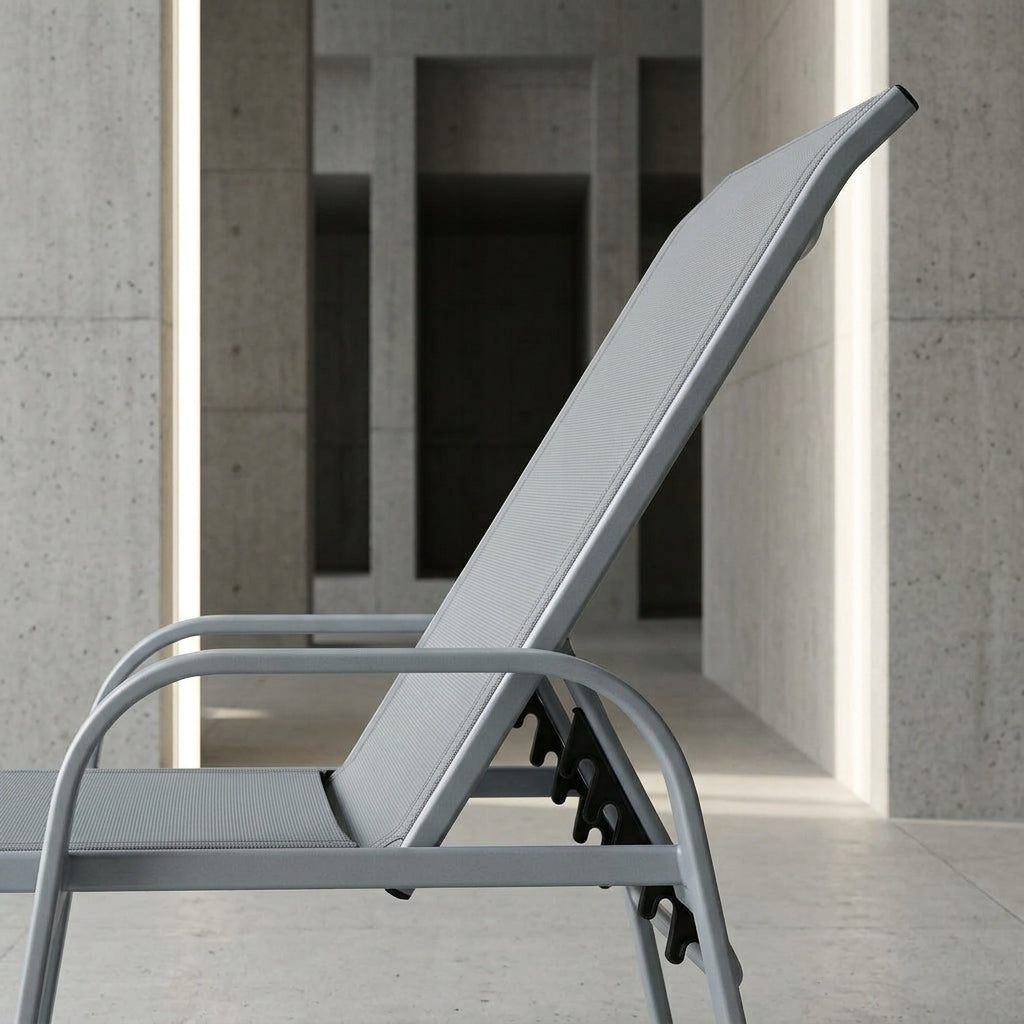 GARDEN POOL LOUNGER FLAT FOLDING STRONG GREY YS-33 Color gray