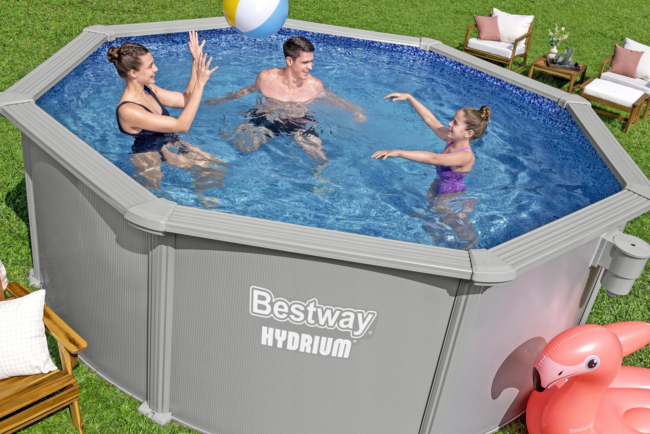 GARDEN POOL PANEL YEAR-ROUND HYDRAUM 366x122 cm BESTWAY SET 13in1 Length 360 cm