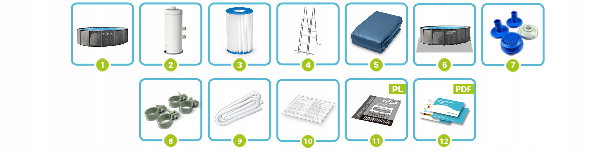 GARDEN POOL RACK INTEX 457x122 SET 12IN1 PUMP COVER MODEL 2026 Packaging status original