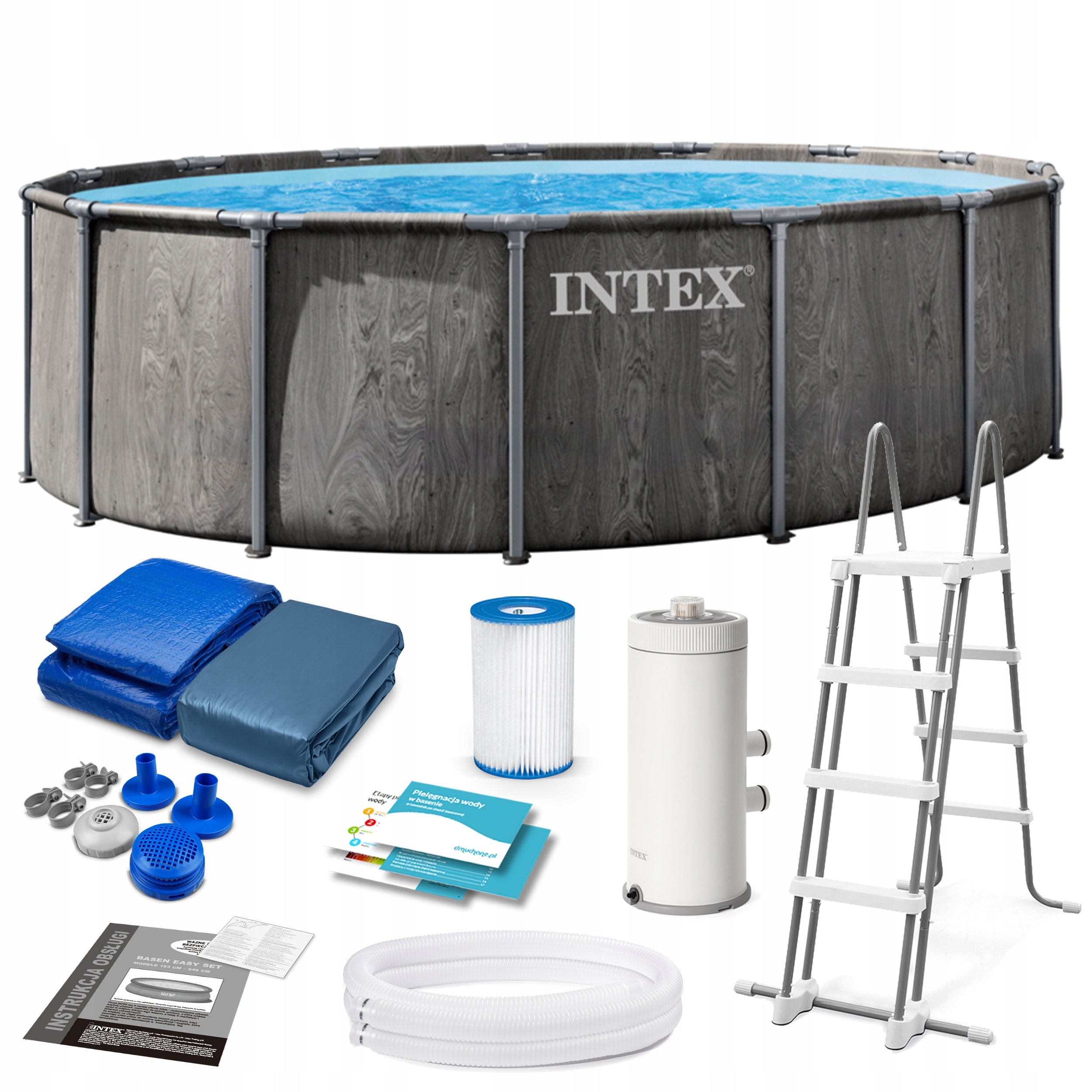 GARDEN POOL RACK INTEX 457x122 SET 12IN1 PUMP COVER MODEL 2026