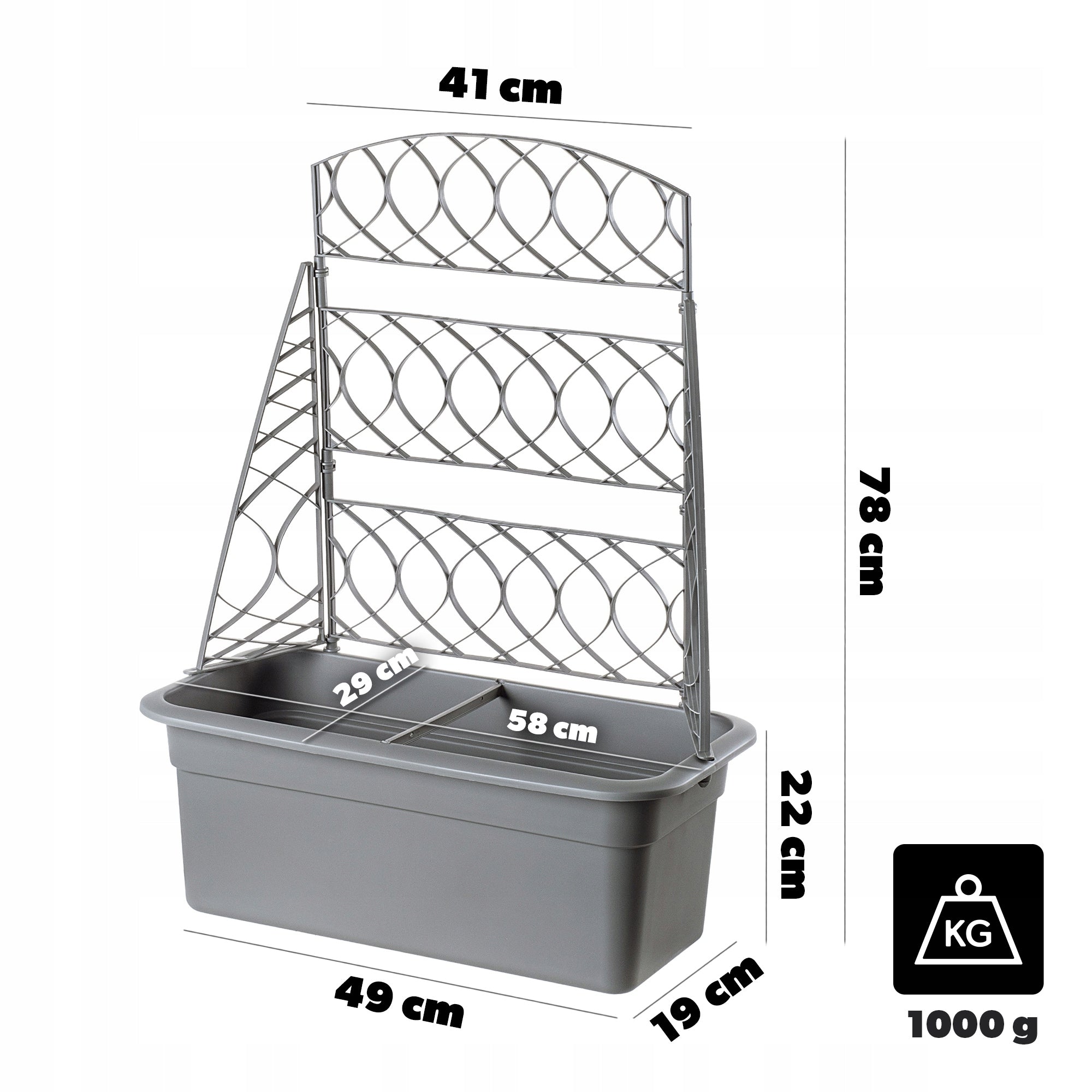 GARDEN POT WITH PERGOLA 78cm FLOWER POT COVER FLOWERBED GREY Manufacturer code K17410