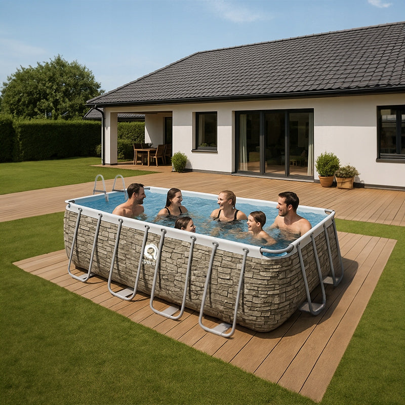 GARDEN RACK POOL RECTANGULAR AVENLI ROCKY PUMP 400x200 SET 10in1 Brand Avenli