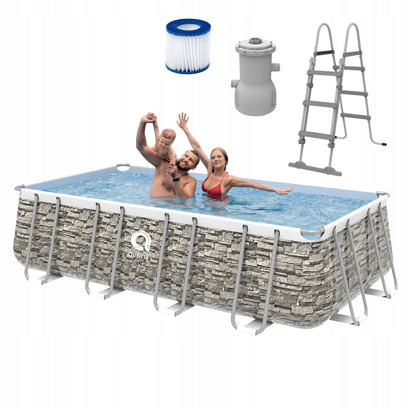 GARDEN RACK POOL RECTANGULAR AVENLI ROCKY PUMP 400x200 SET 10in1 Product width 200 cm
