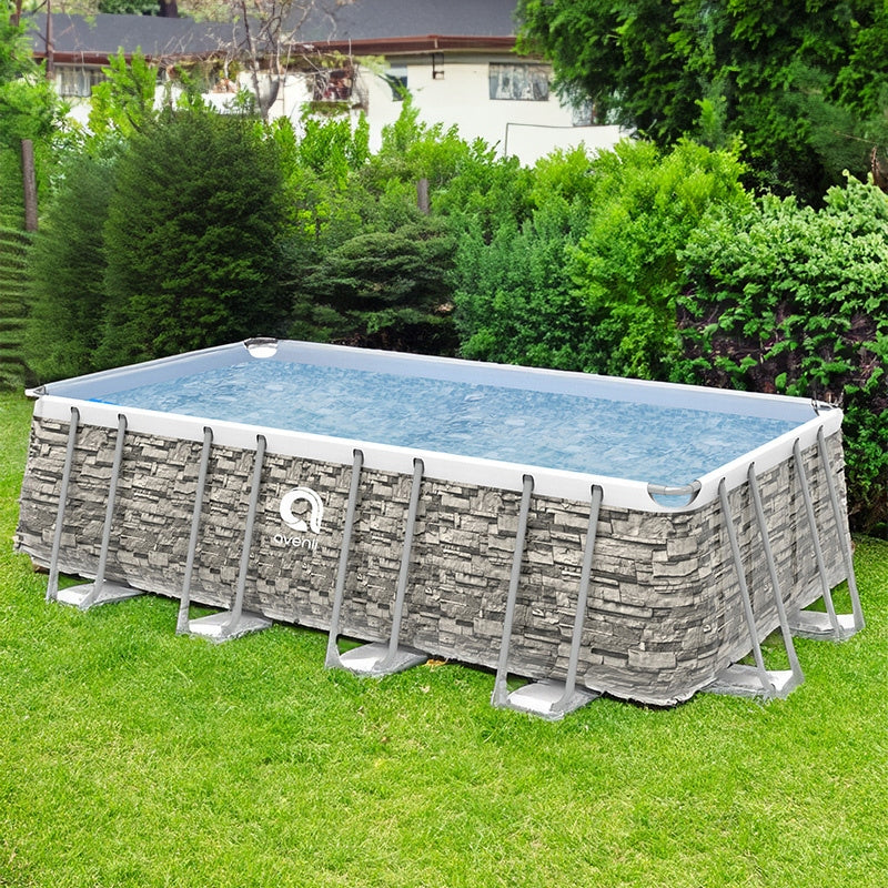 GARDEN RACK POOL RECTANGULAR AVENLI ROCKY PUMP 400x200 SET 10in1 Volume 7020 l
