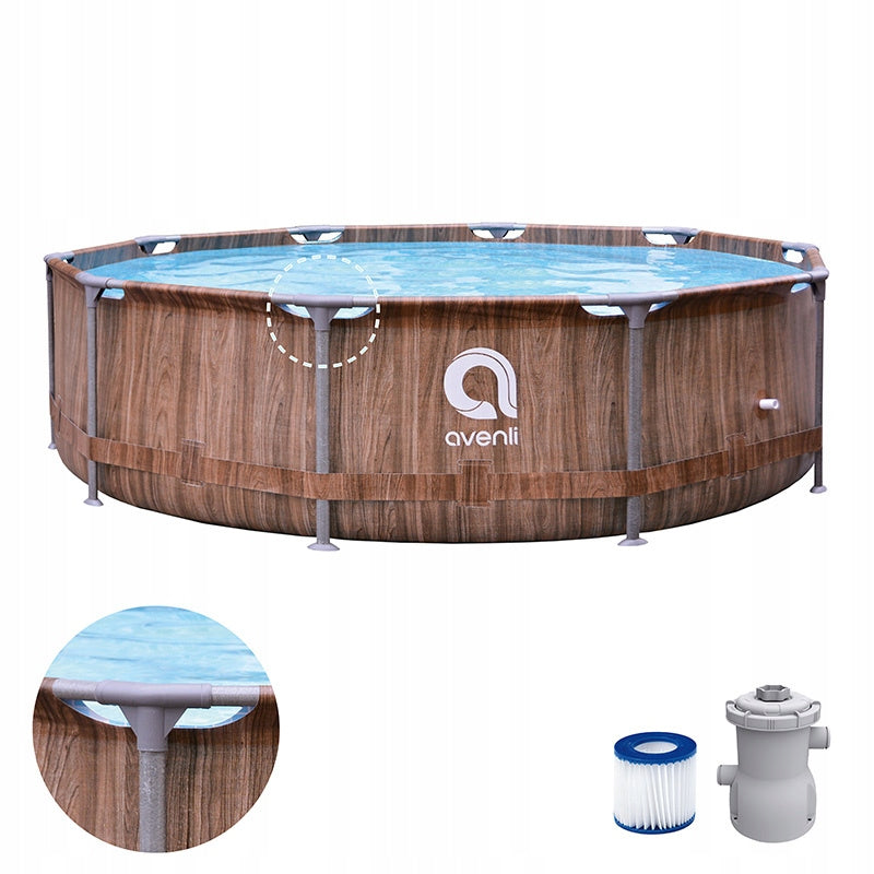 GARDEN RACK POOL ROUND AVENLI PICO WITH PUMP 305x76 SET 9in1 Diameter 305 cm