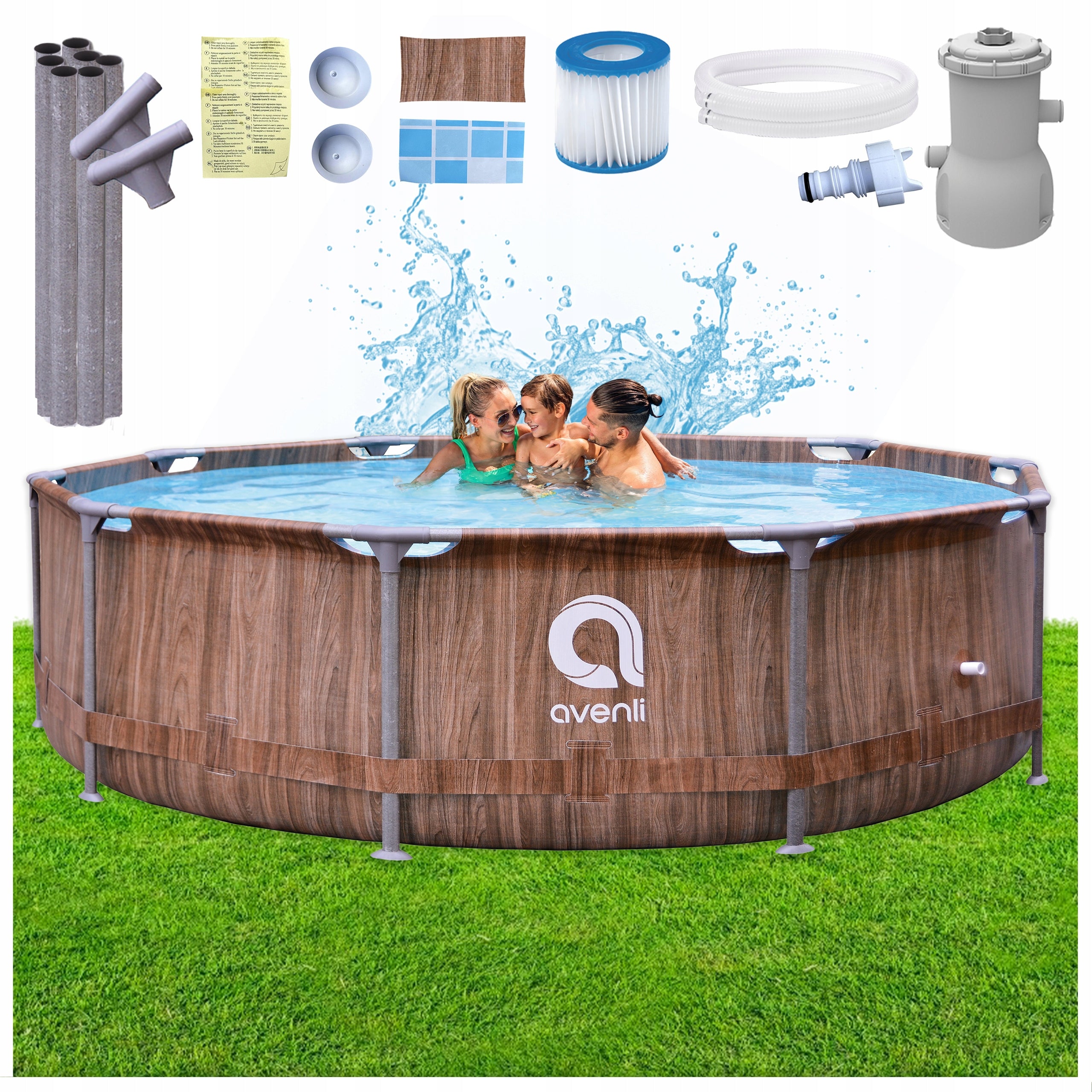 GARDEN RACK POOL ROUND AVENLI PICO WITH PUMP 305x76 SET 9in1