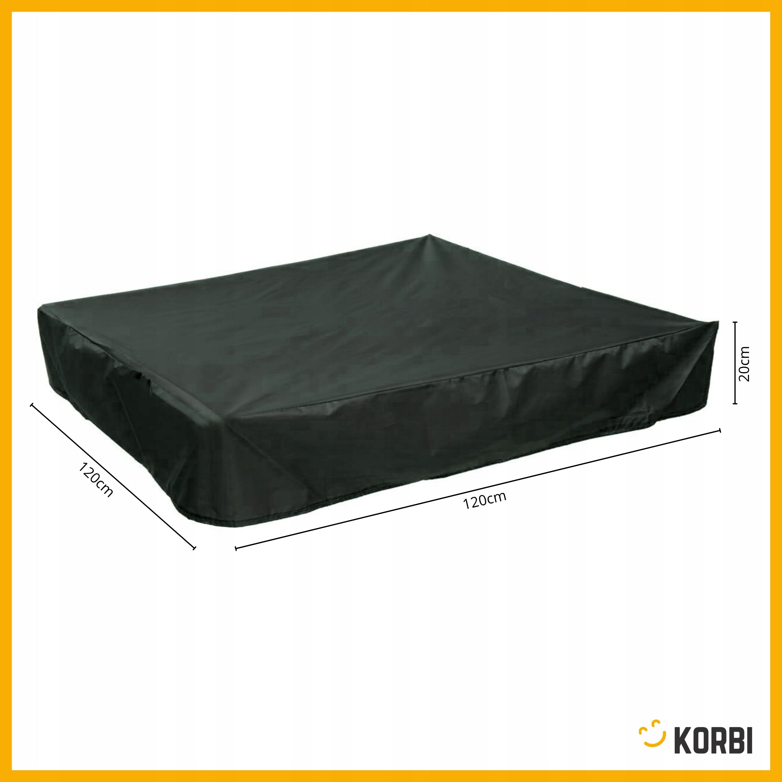 GARDEN SANDBOX COVER TARPAULIN WATERPROOF BLACK 120x120x20 Manufacturer Korbi