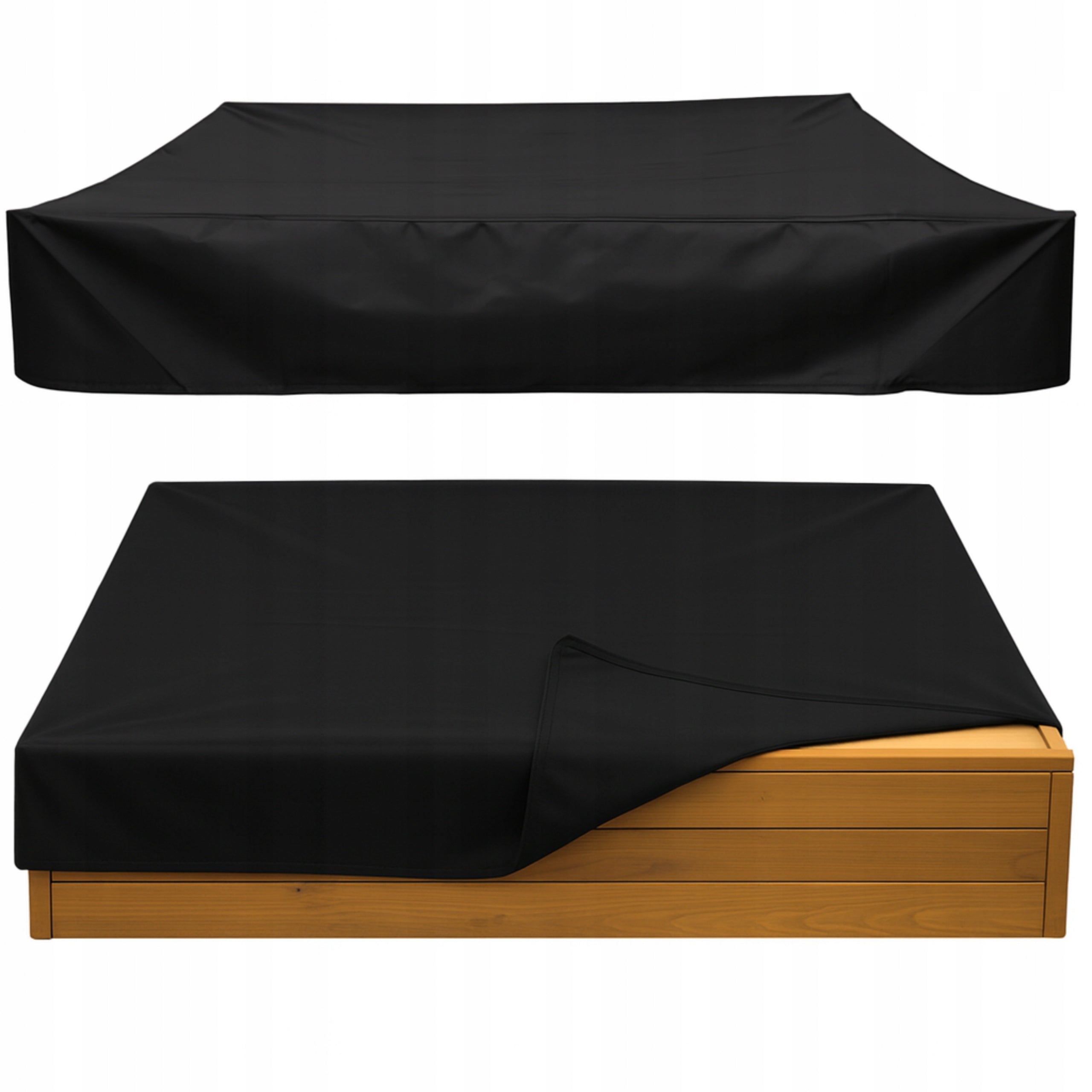 GARDEN SANDBOX COVER TARPAULIN WATERPROOF BLACK 120x120x20