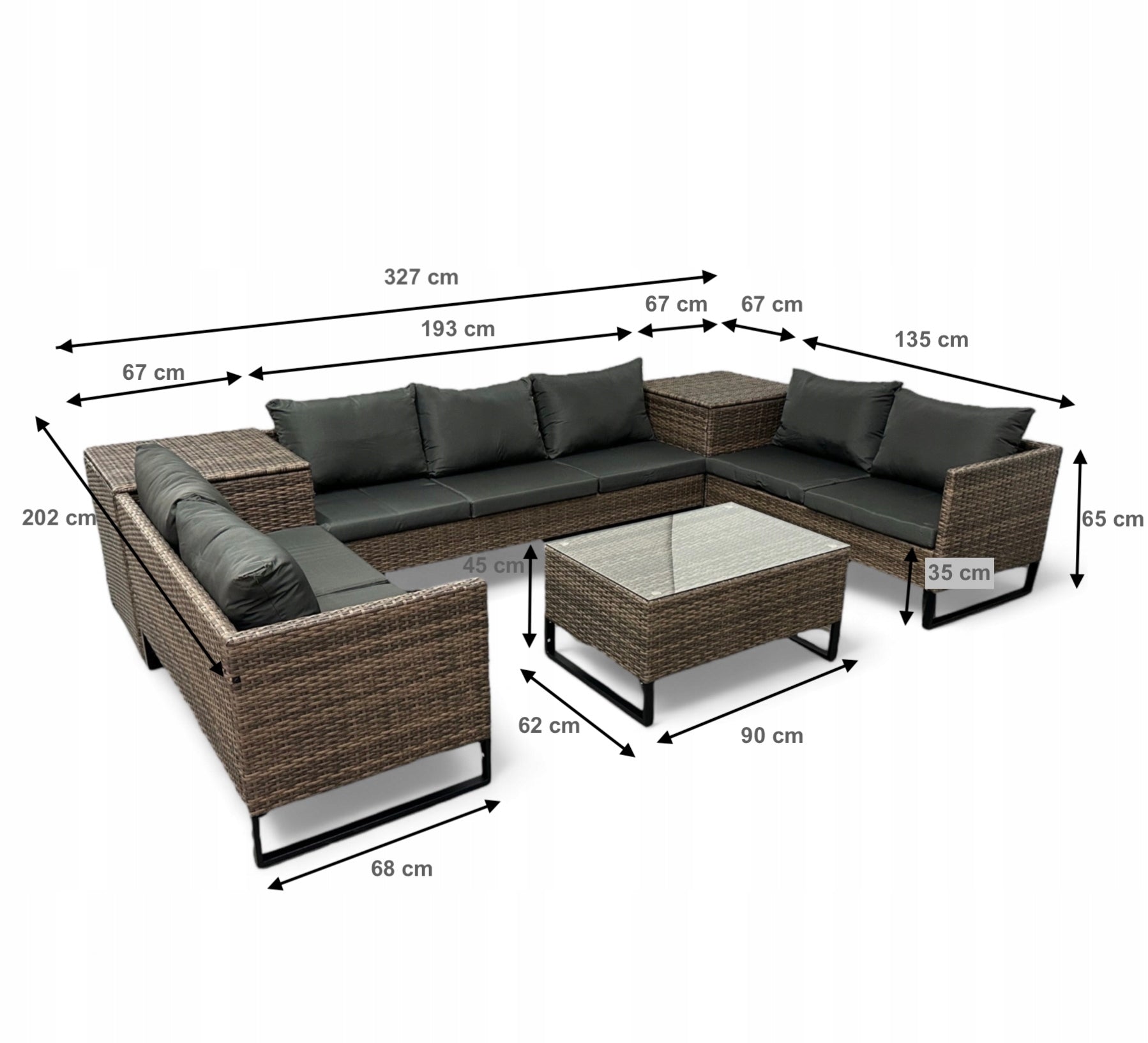 GARDEN SET SFS063 GARDEN FURNITURE SET GARDEN FURNITURE BRONZE Main material synthetic rattan