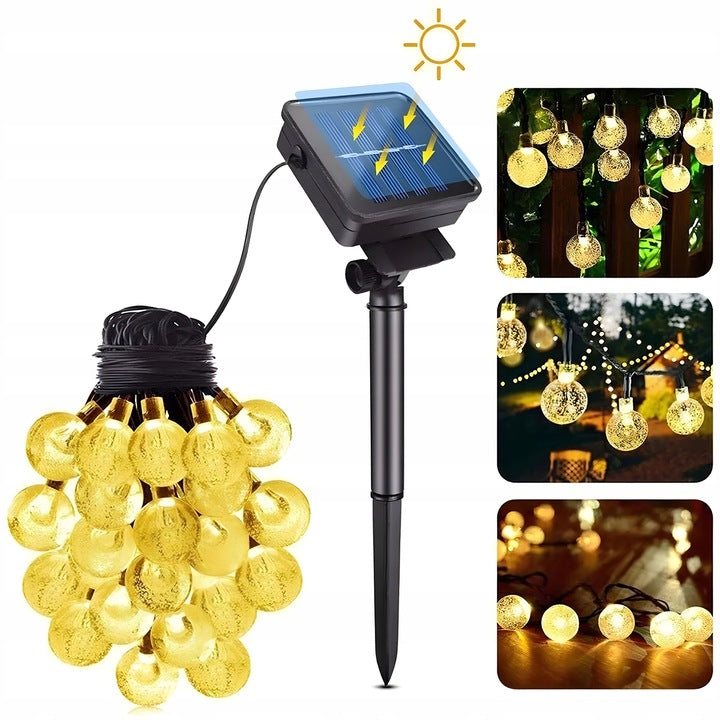 GARDEN SOLAR GARLAND OUTDOOR LIGHTS 30x LED BULBS 450CM WARM Manufacturer code Lampki solarne 30 led 4,5m3 4065