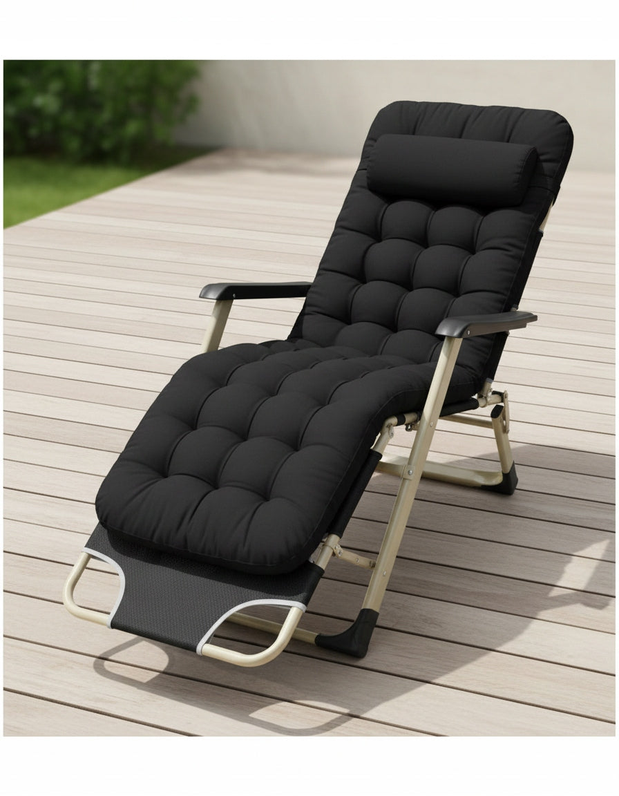 GARDEN SUN LOUNGER DC01-GD-BK BEACH PILLOW FOLDING BLACK IDEALGarden Frame material metal
