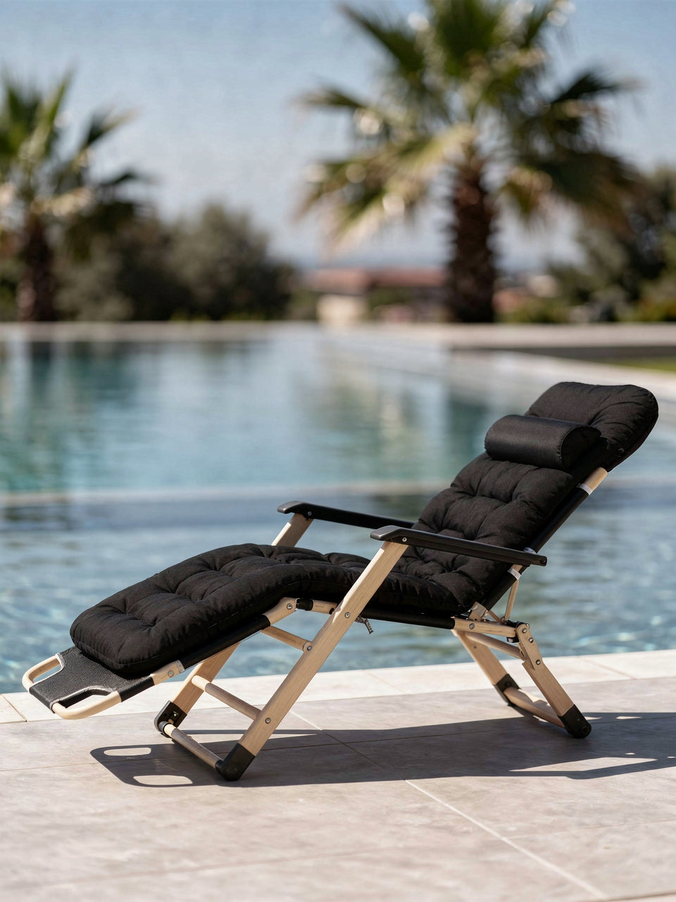 GARDEN SUN LOUNGER DC01-GD-BK BEACH PILLOW FOLDING BLACK IDEALGarden Model czarny