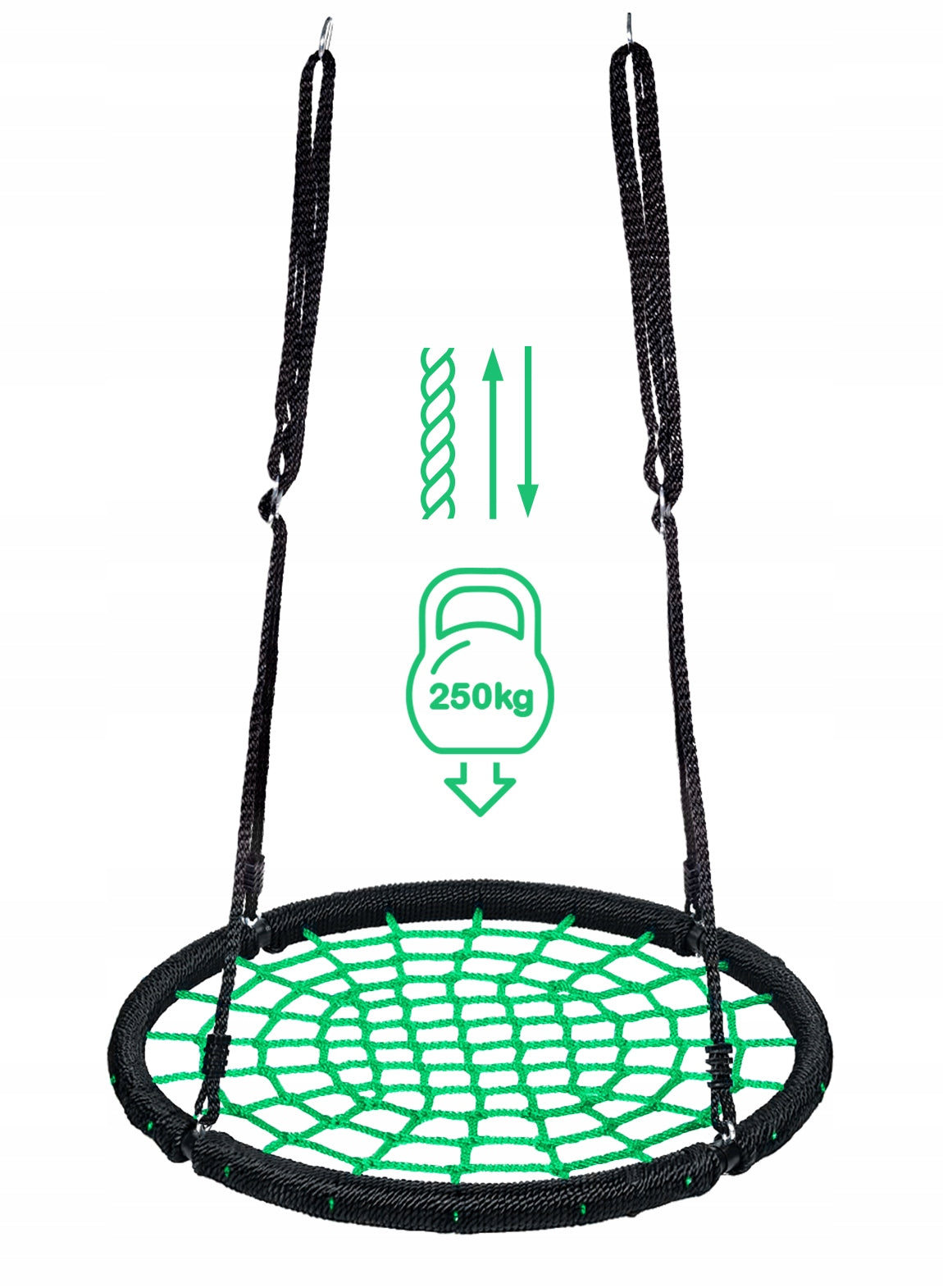 GARDEN SWING 120cm FOR CHILDREN STORK NEST HANGING CHAIR GREEN Kind hanging