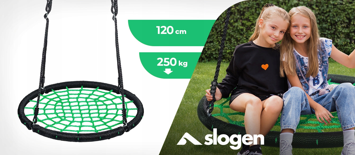 GARDEN SWING 120cm FOR CHILDREN STORK NEST HANGING CHAIR GREEN Manufacturer code SLO/HUS/G12#ZIE