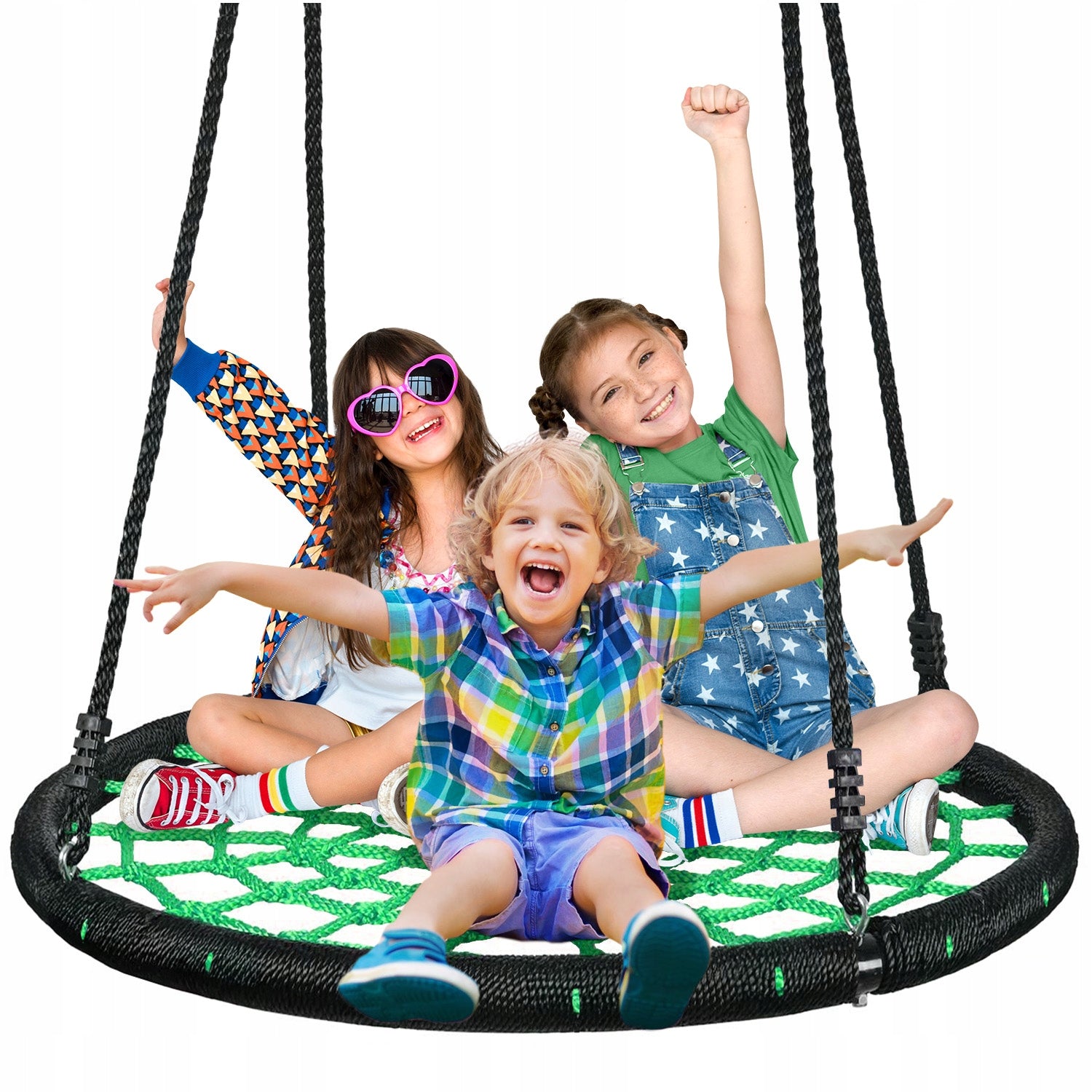 GARDEN SWING 120cm FOR CHILDREN STORK NEST HANGING CHAIR GREEN