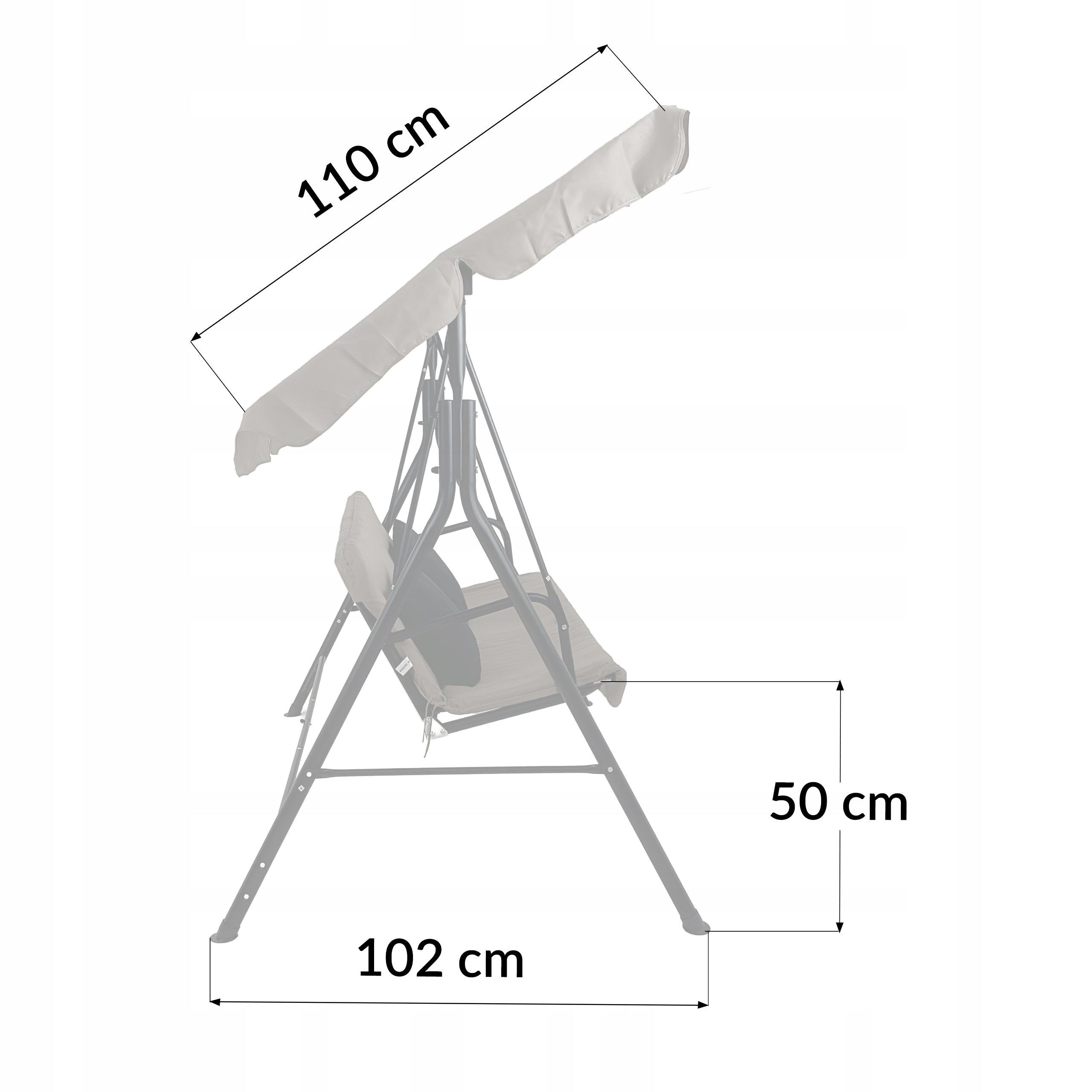 GARDEN SWING 3 SEATER ADJUSTABLE CANOPY CASPI PRO BEIGE PREMIUM Kind freestanding