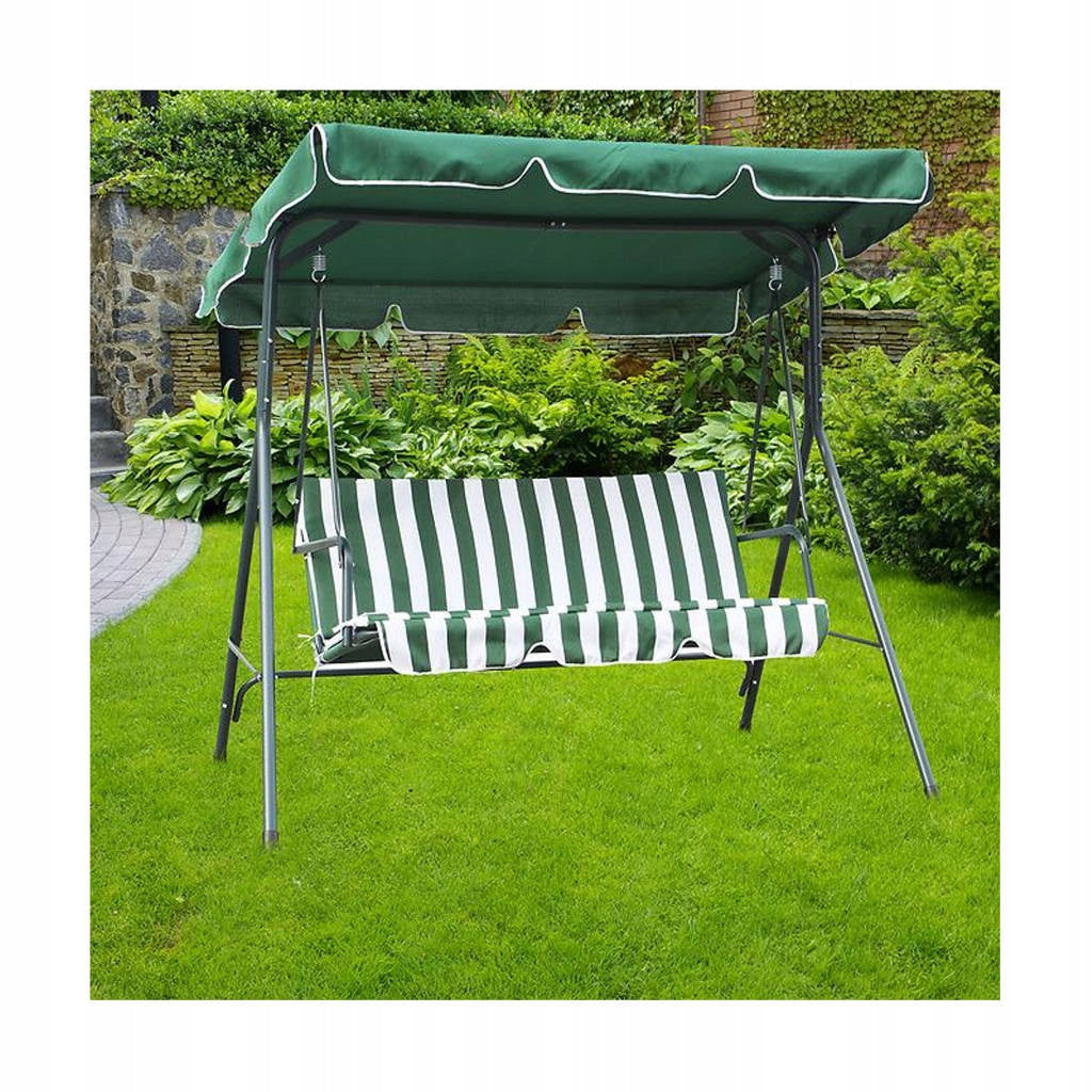 GARDEN SWING 3-SEATER FREESTANDING ROCKING BENCH + MATTRESS Color green