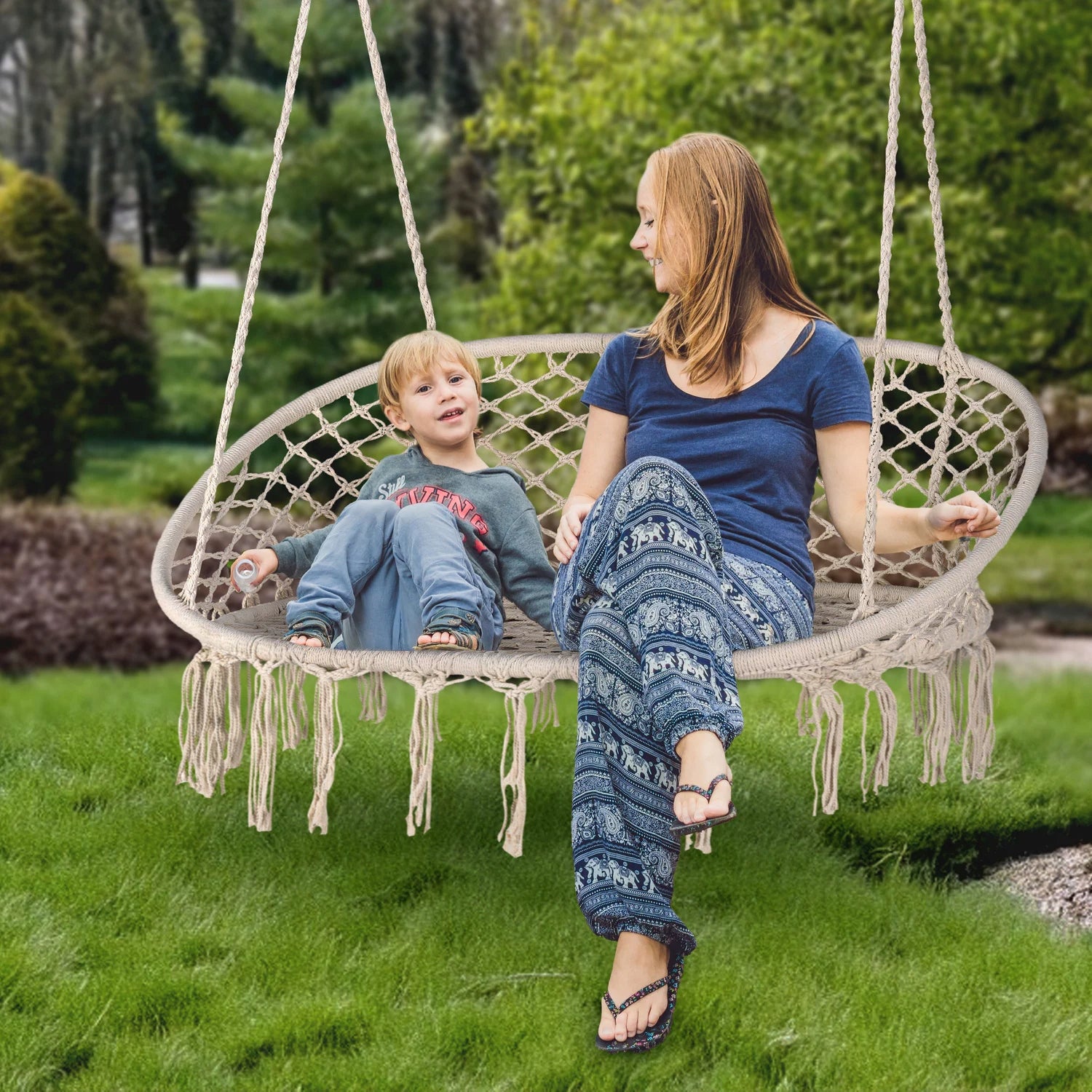 GARDEN SWING ARMCHAIR DOUBLE HANGING GARDEN BOHO XXL OUTTEC Seat width 130 cm