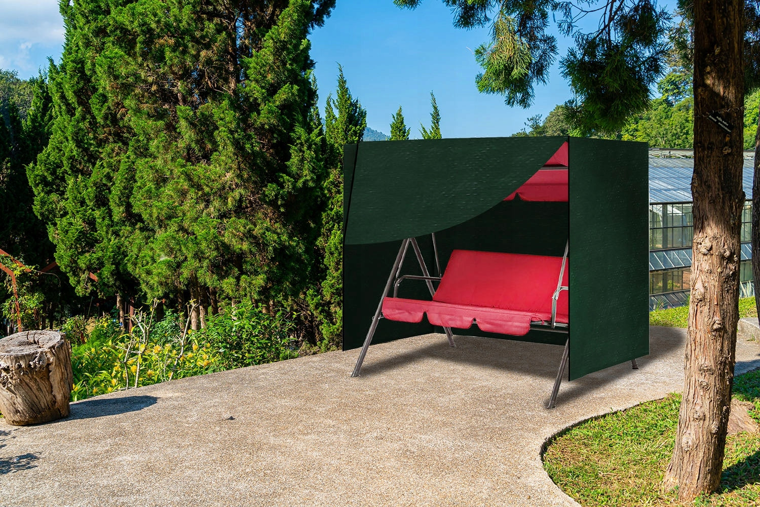 GARDEN SWING COVER LARGE STRONG TARPAULIN Color green