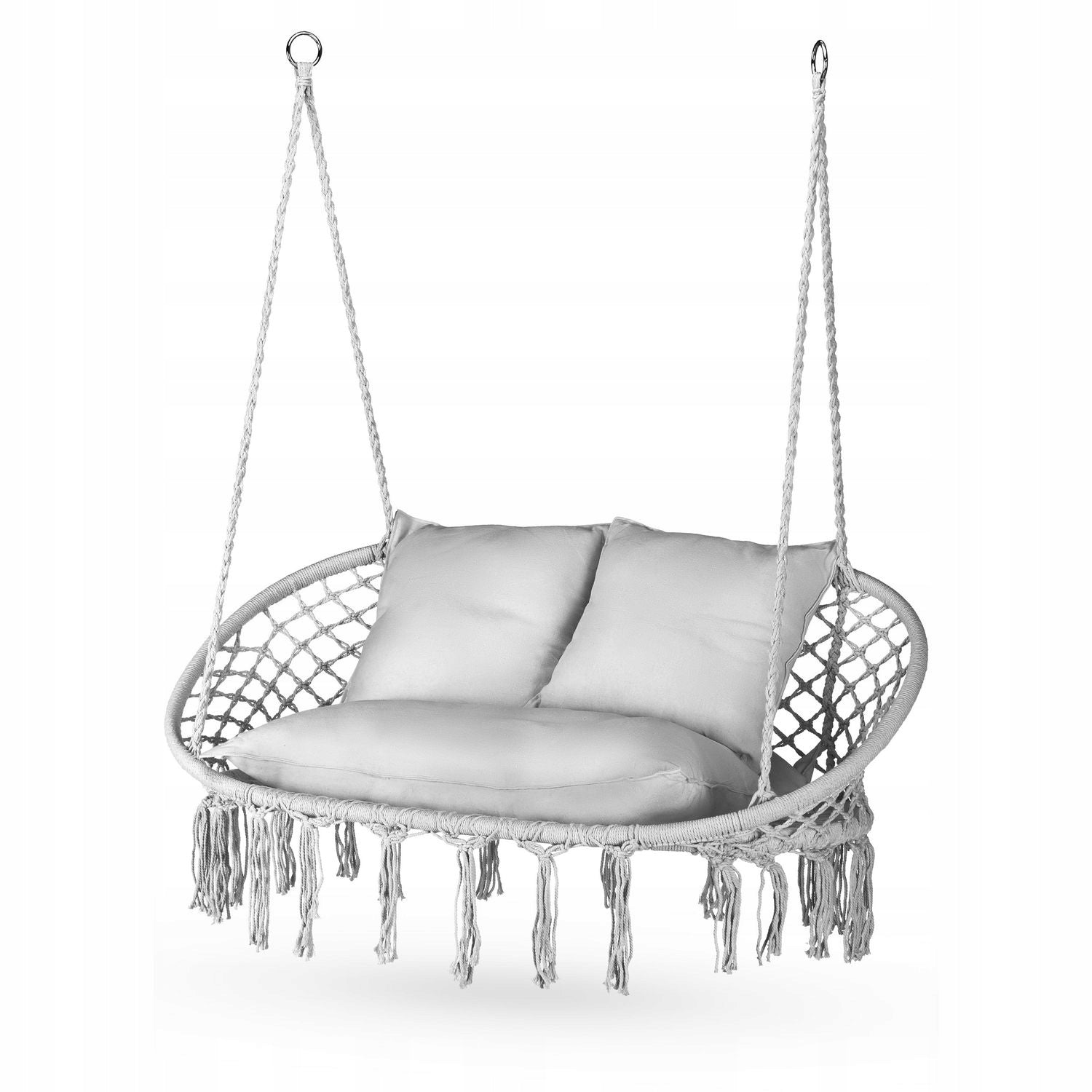 GARDEN SWING DOUBLE HANGING GARDEN CHAIR WITH BOHO CUSHIONS OUTTEC Material of manufacture metal fabric synthetic material