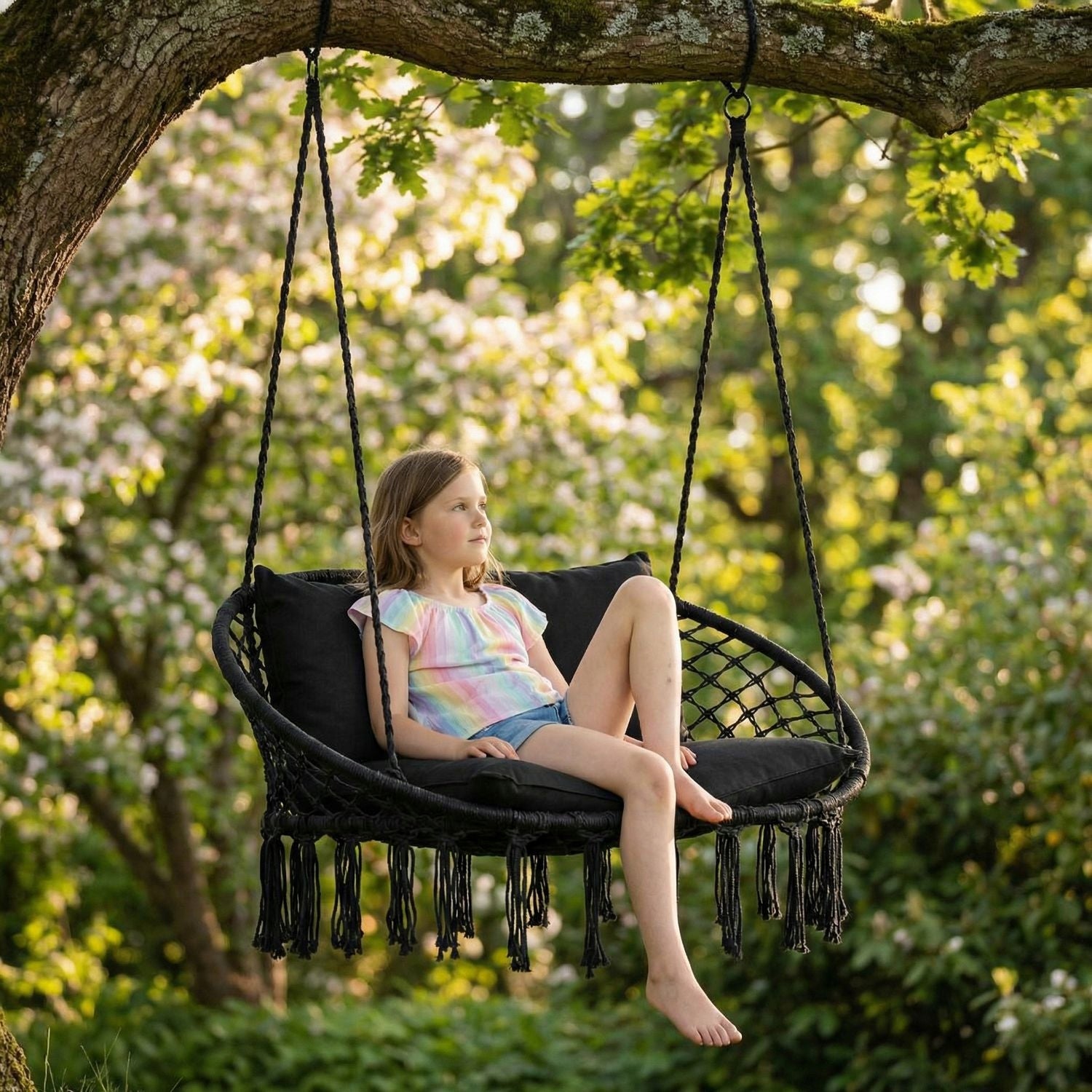 GARDEN SWING DOUBLE HANGING GARDEN CHAIR WITH BOHO PILLOWS LUVERNO Manufacturer Luverno
