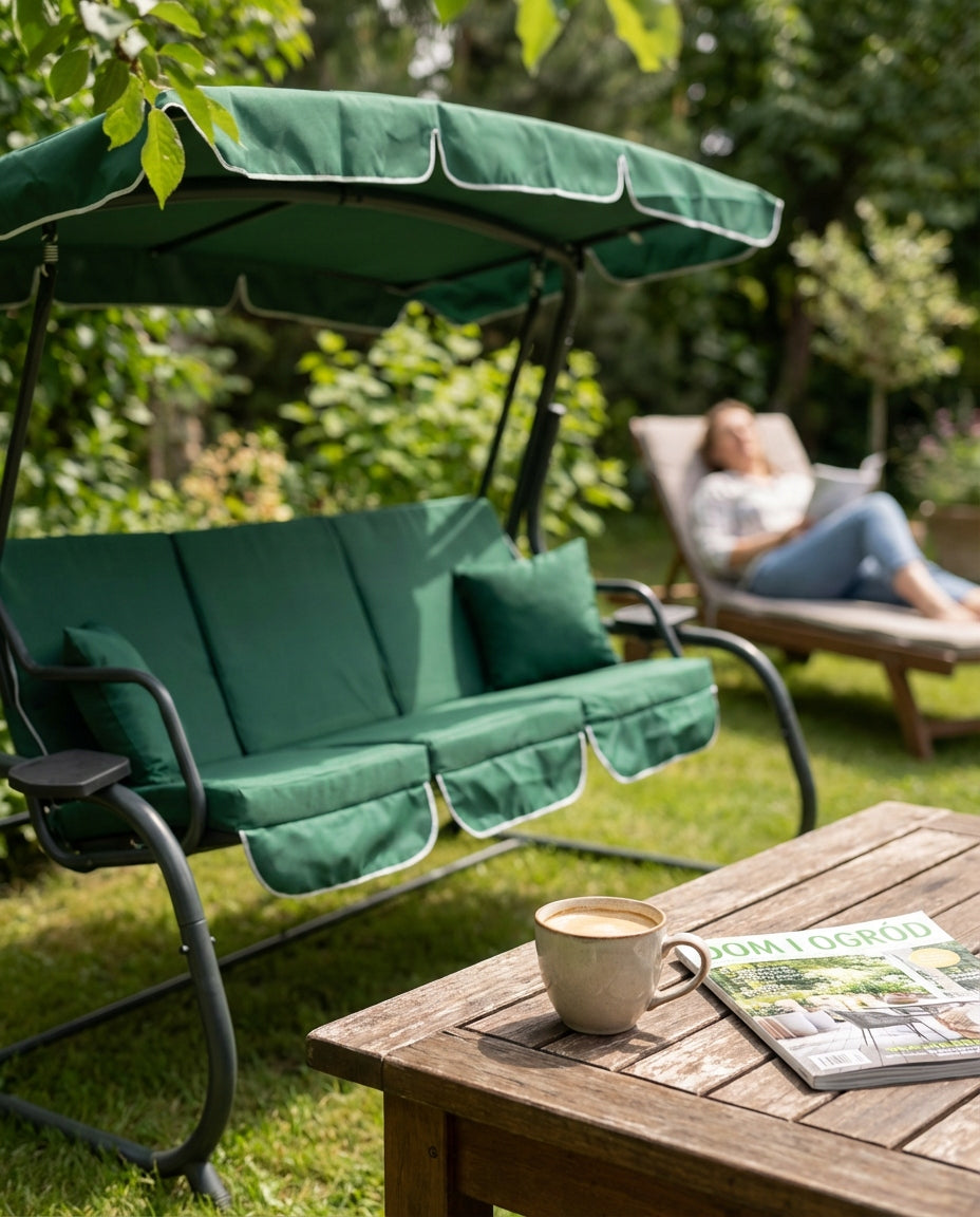 GARDEN SWING FOLDING 4026 XXL, LARGE, ROCKING, GREEN IdealGraden Seat length 170 cm