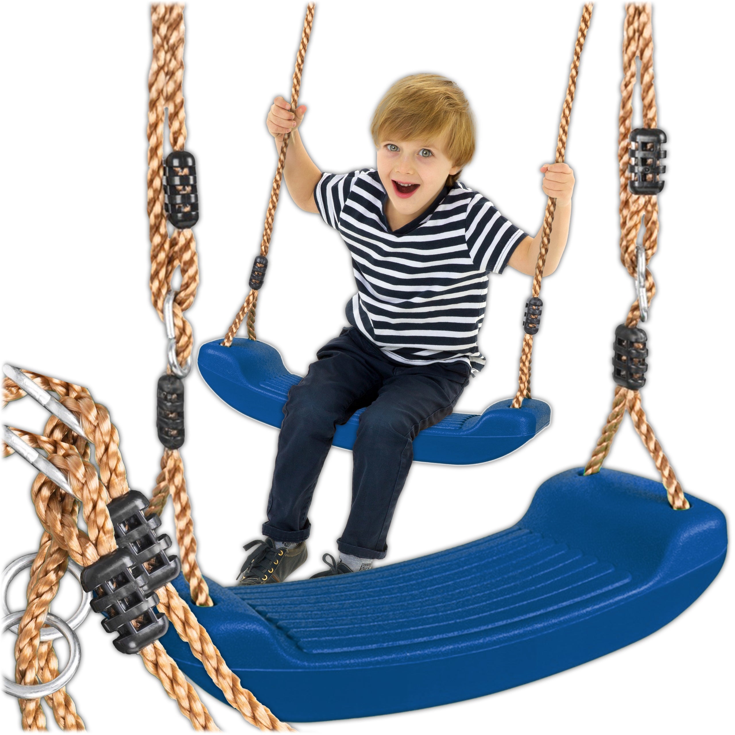 GARDEN SWING FOR CHILDREN BENCH BOARD SEAT NAVY BLUE PLASTIC