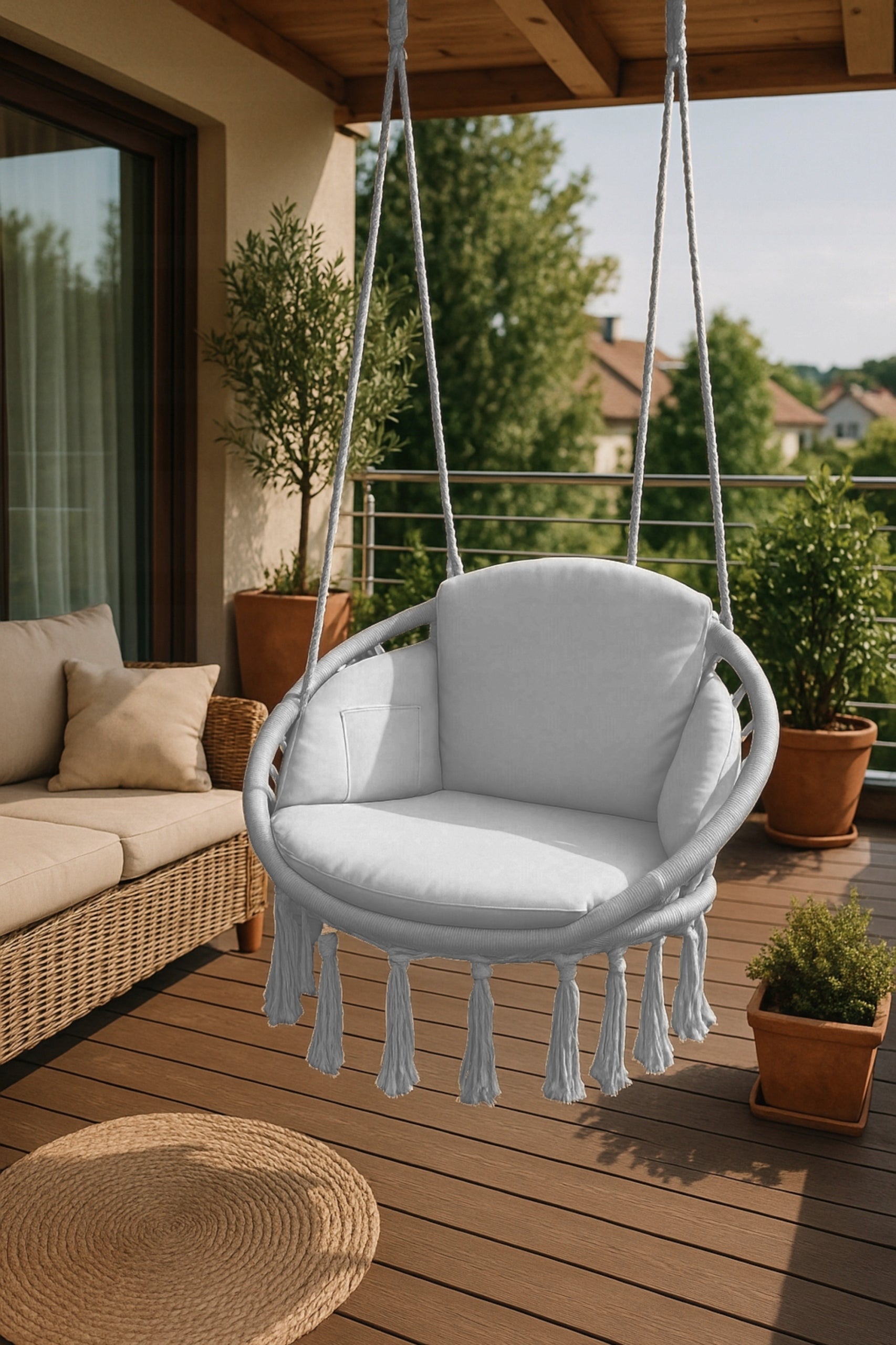 GARDEN SWING GREY ROCKER CHAIR GARDEN HAMMOCK MODERN + PILLOW FREEBIE