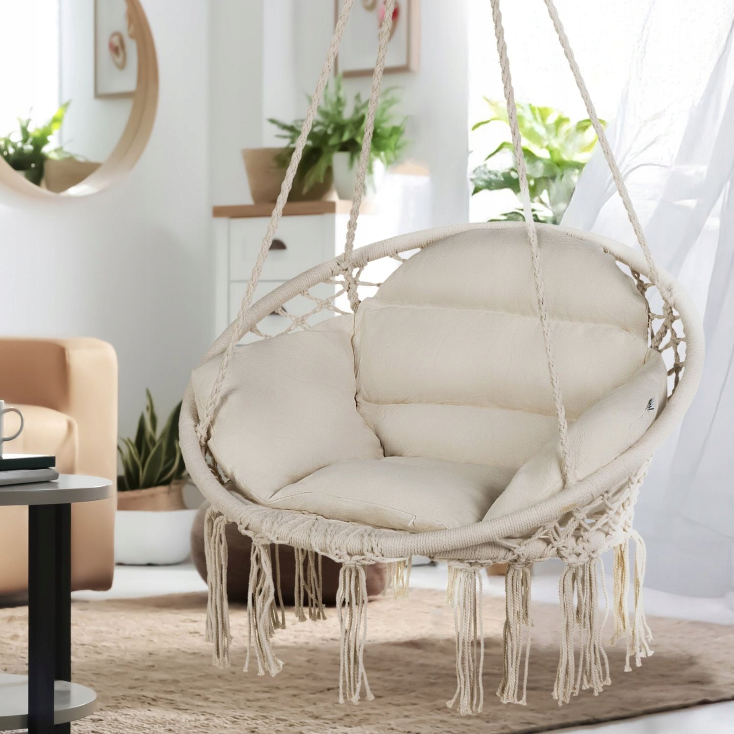 GARDEN SWING HANGING CHAIR GARDEN STORK NEST + PILLOWS LUVERNO Material of manufacture fabric synthetic material