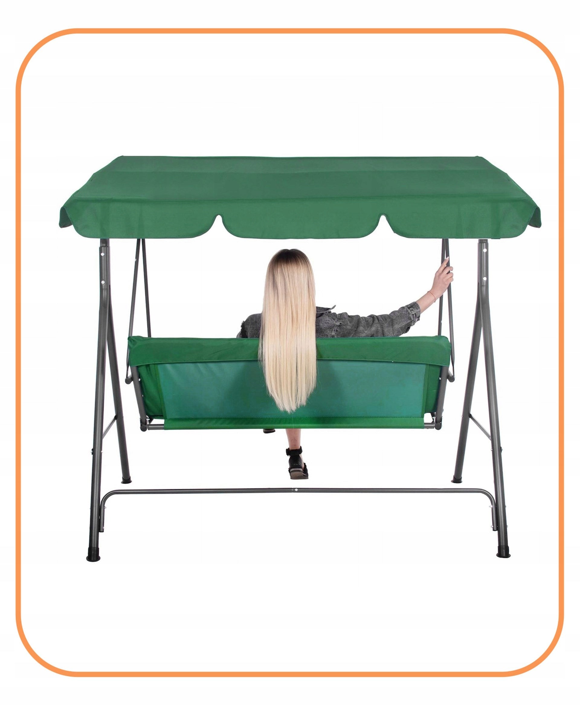 GARDEN SWING LARGE ROCKING BENCH 3-SEATER + PILLOWS GREEN WITH VISOR Material of manufacture metal fabric