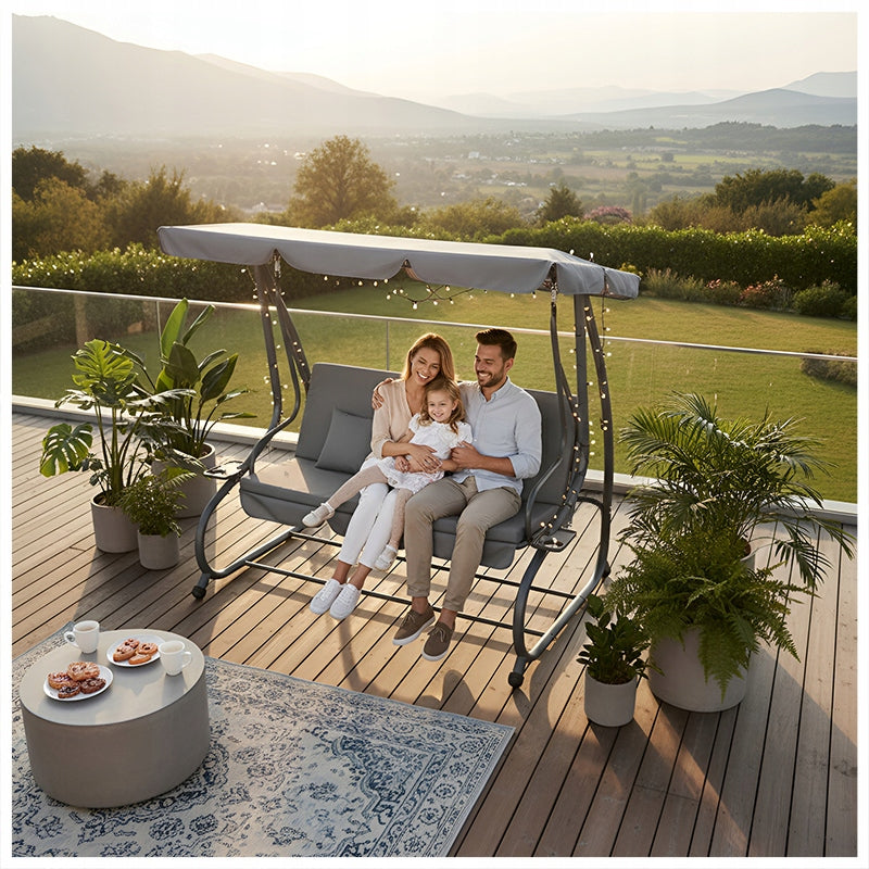 GARDEN SWING METAL COUCH FOLDING ROCKING BENCH FOR TERRACE CANOPY Packaging status original