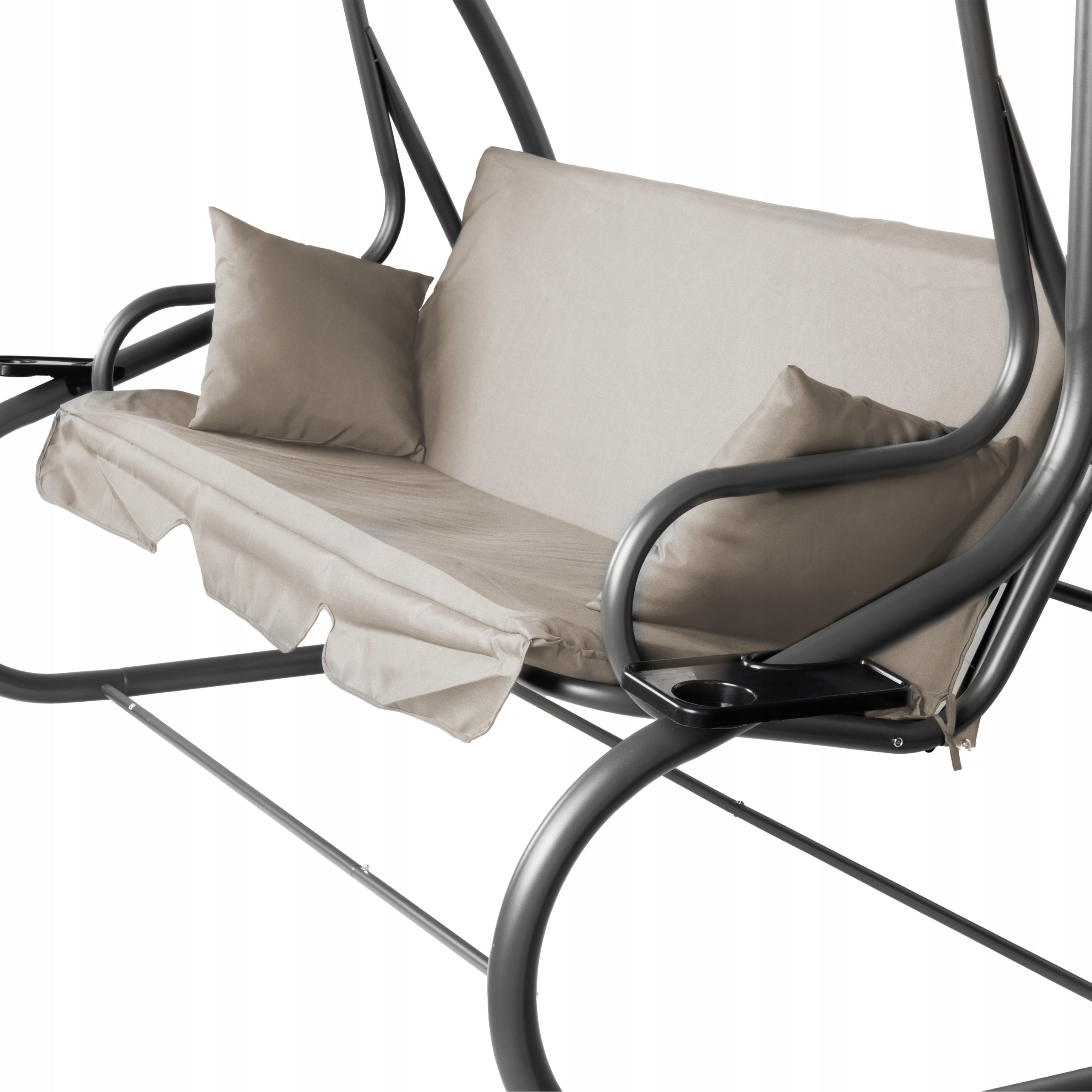 GARDEN SWING METAL FREESTANDING FOLDING BOKATO WITH VISOR BEIGE Seat length 145 cm