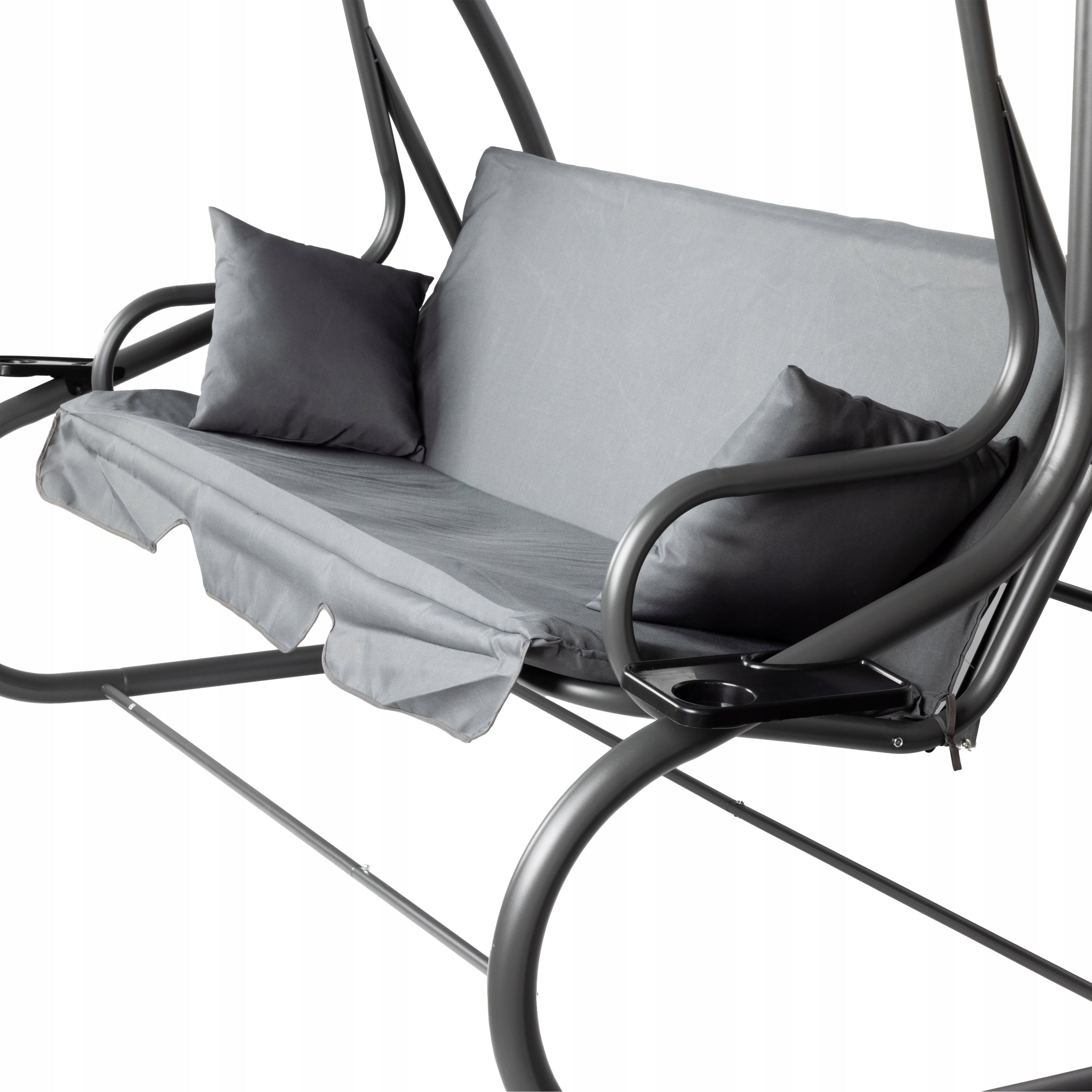 GARDEN SWING METAL FREESTANDING FOLDING BOKATO WITH VISOR GREY Seat length 145 cm
