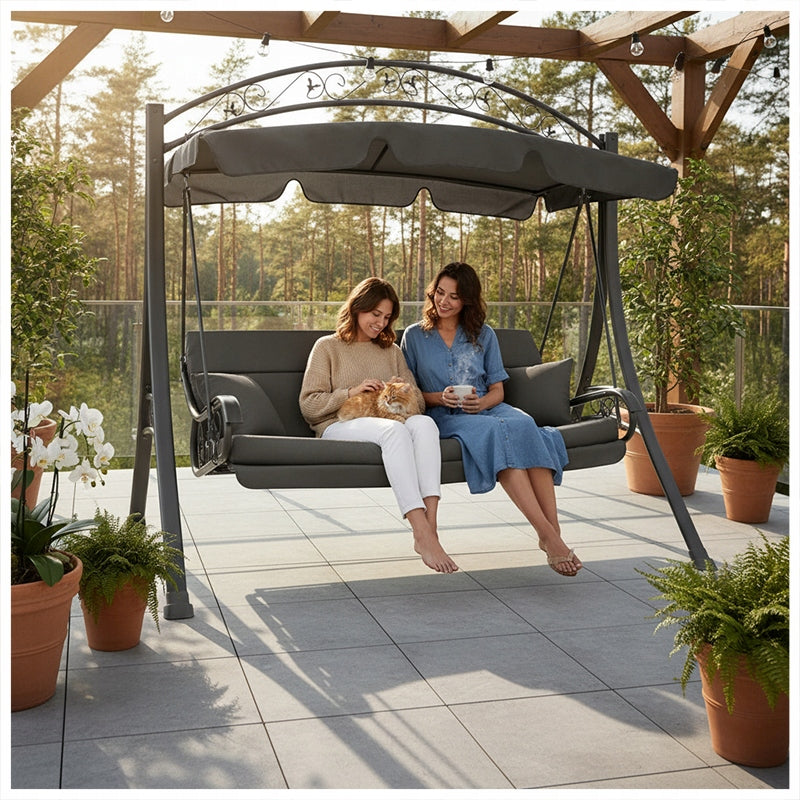 GARDEN SWING METAL ROCKING BENCH FOR TERRACE CANOPY + SOFT SEAT Manufacturer VELACO
