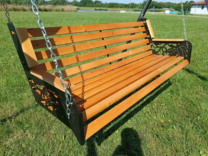 GARDEN SWING METAL SEAT WOODEN MONSTERA LASER Manufacturer code HM-SM