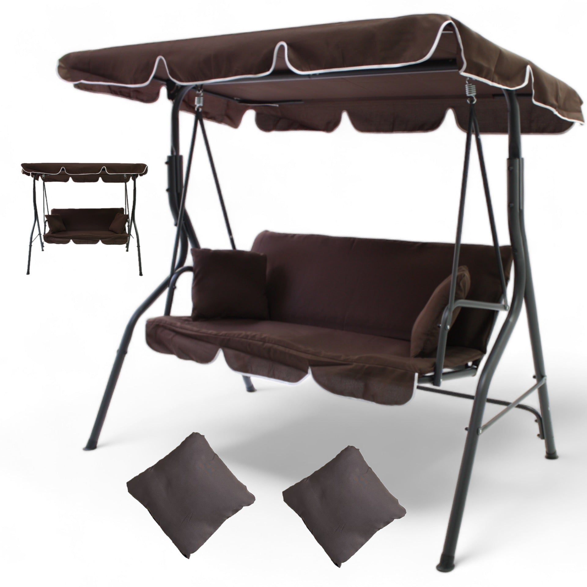 GARDEN SWING MTG 4003A ROCKING FREESTANDING 3 SEATER BROWN