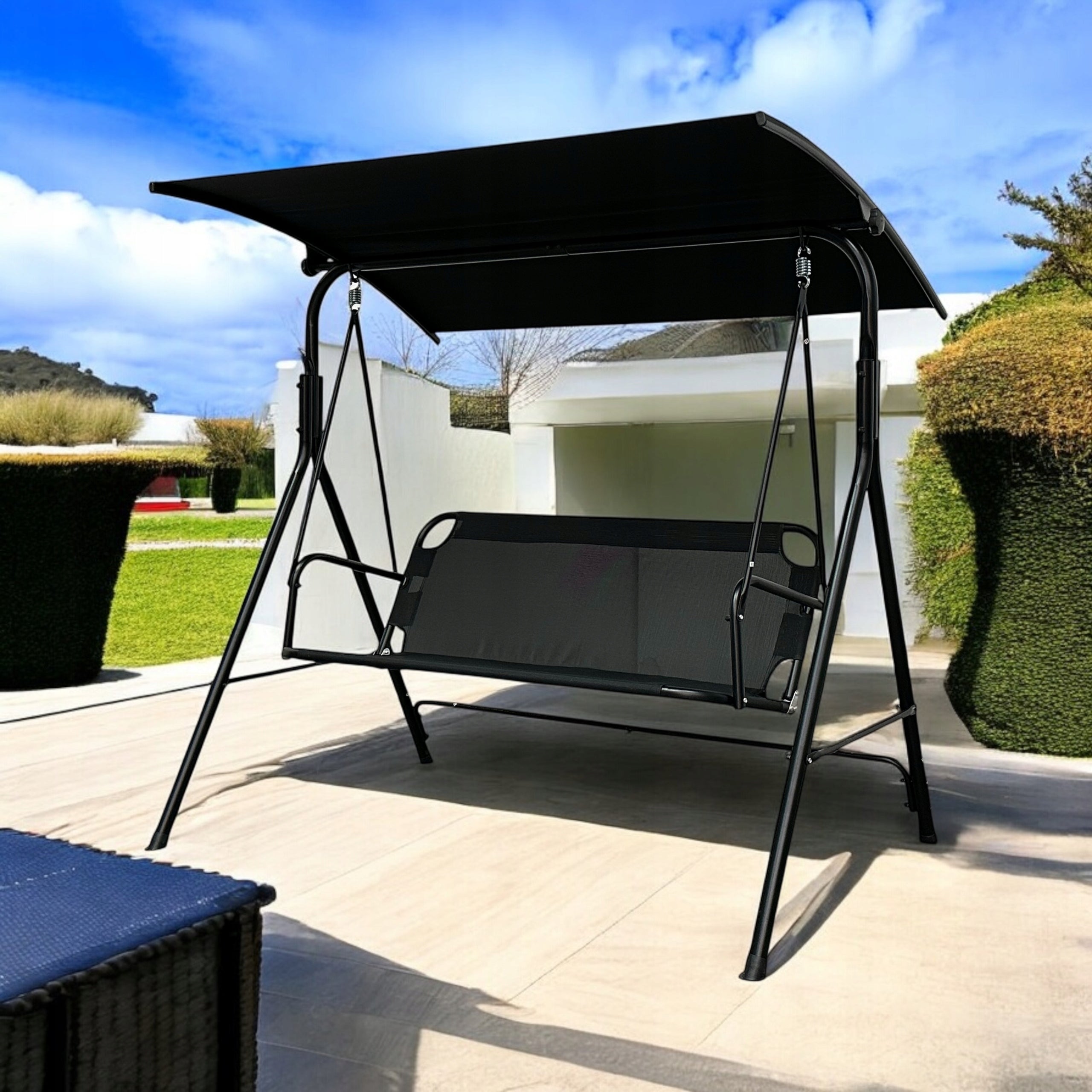 GARDEN SWING MTG 4006 ROCKING FREESTANDING 3 SEATER BLACK Seat length 130 cm