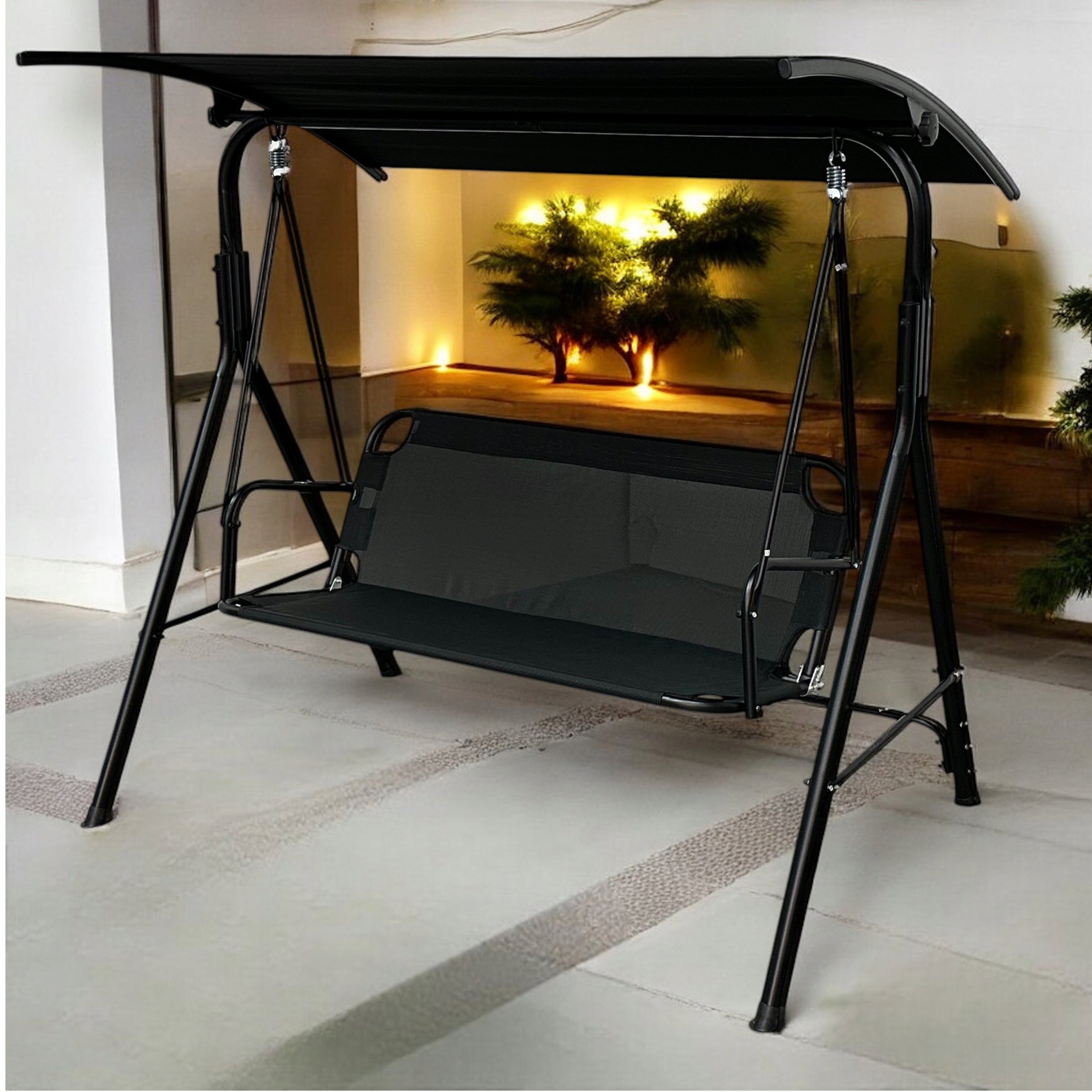 GARDEN SWING MTG 4006 ROCKING FREESTANDING 3 SEATER BLACK Seat width 45 cm