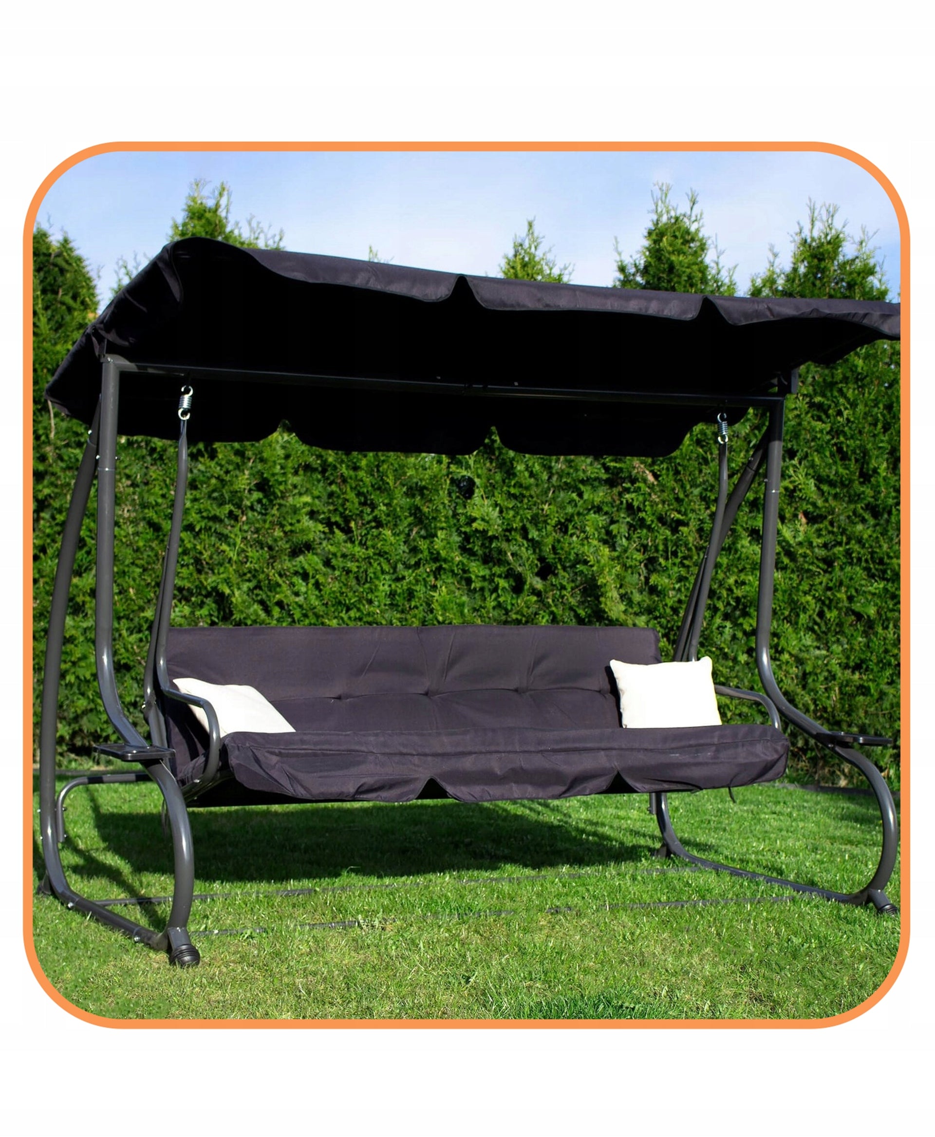 GARDEN SWING ROCKING BENCH 4 SEATER FOLDING 2in1 + CANOPY MATTRESS Seat width 50 cm