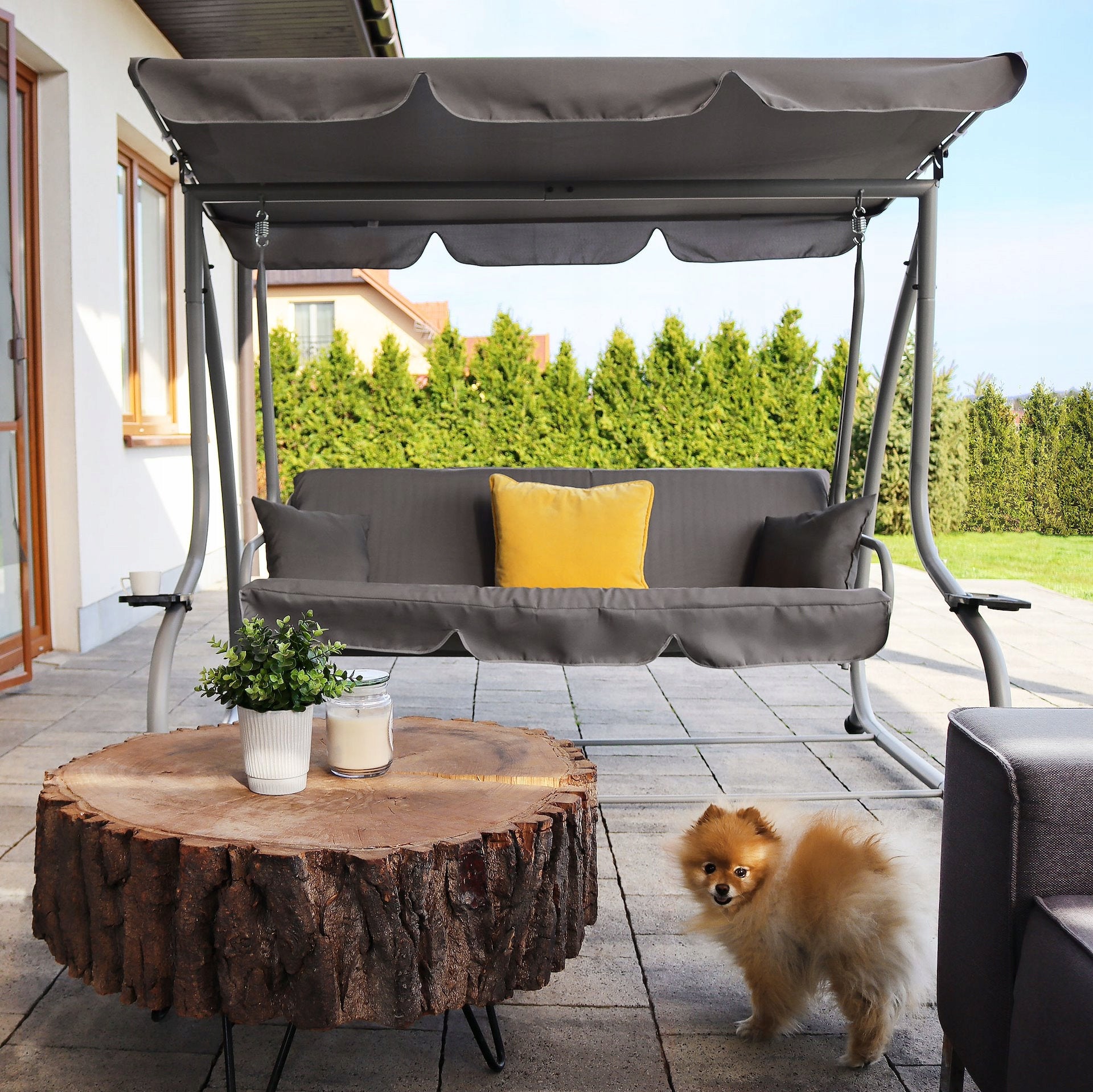 GARDEN SWING ROCKING CANOPY BENCH 3 PERSON FREESTANDING COUCH 280 kg Style other