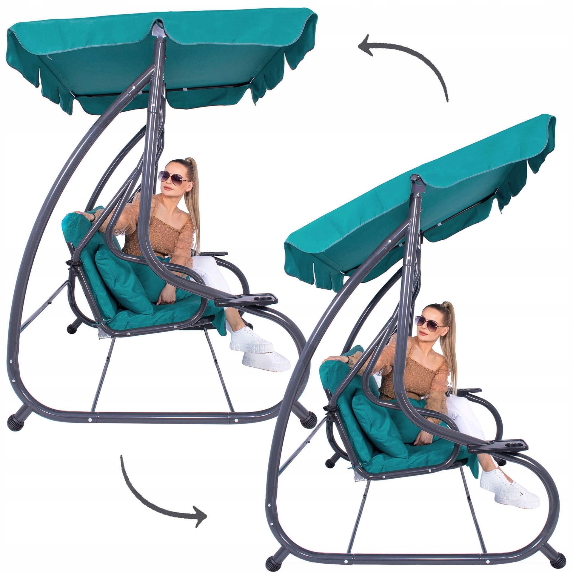 GARDEN SWING ROCKING CANOPY BENCH 3 PERSON FREESTANDING COUCH 280kg Style traditional