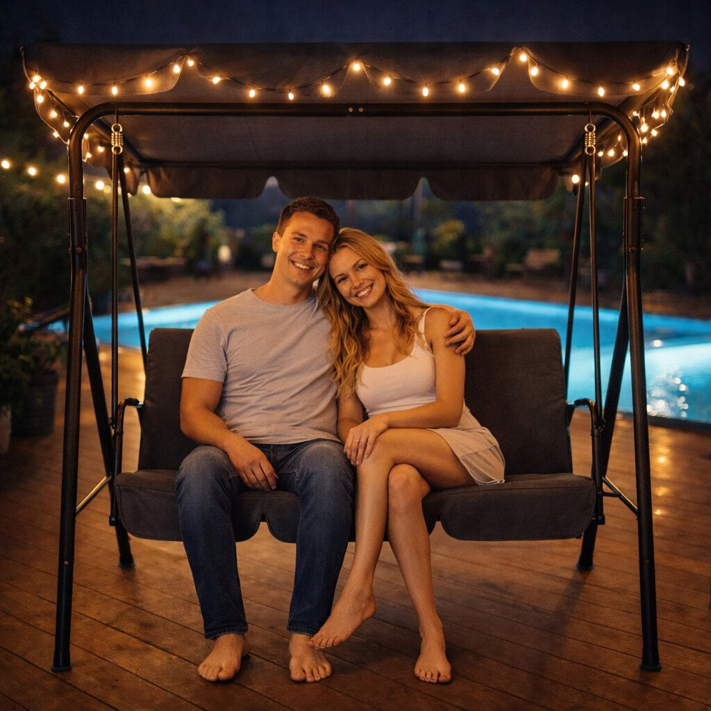GARDEN SWING ROCKING COUCH FREESTANDING STEEL CANOPY Manufacturer Kontrast