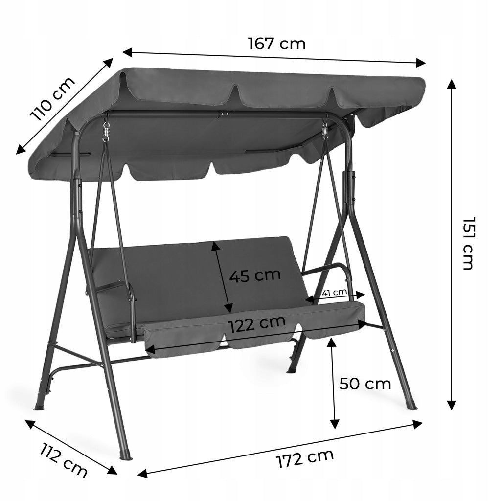 GARDEN SWING ROCKING COUCH FREESTANDING STEEL CANOPY Manufacturer code 5.17.13532
