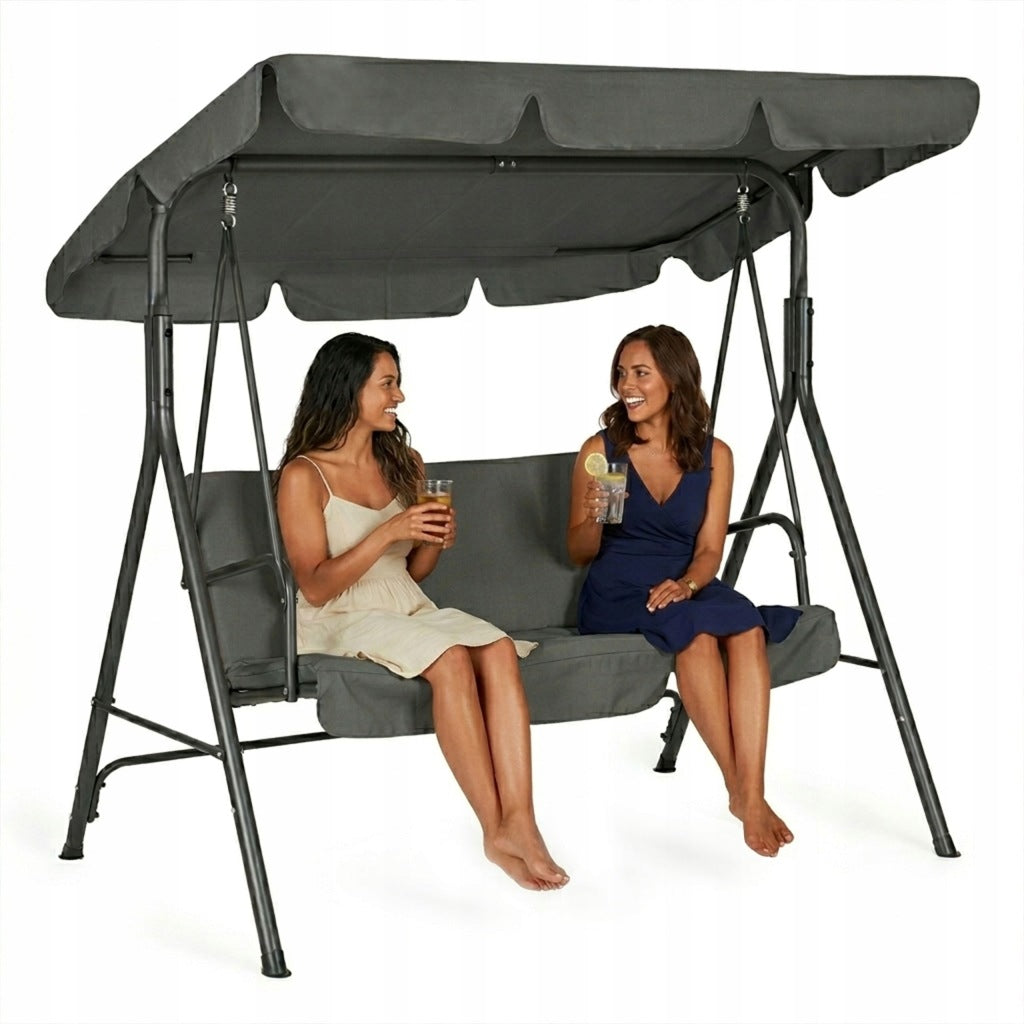 GARDEN SWING ROCKING COUCH FREESTANDING STEEL CANOPY