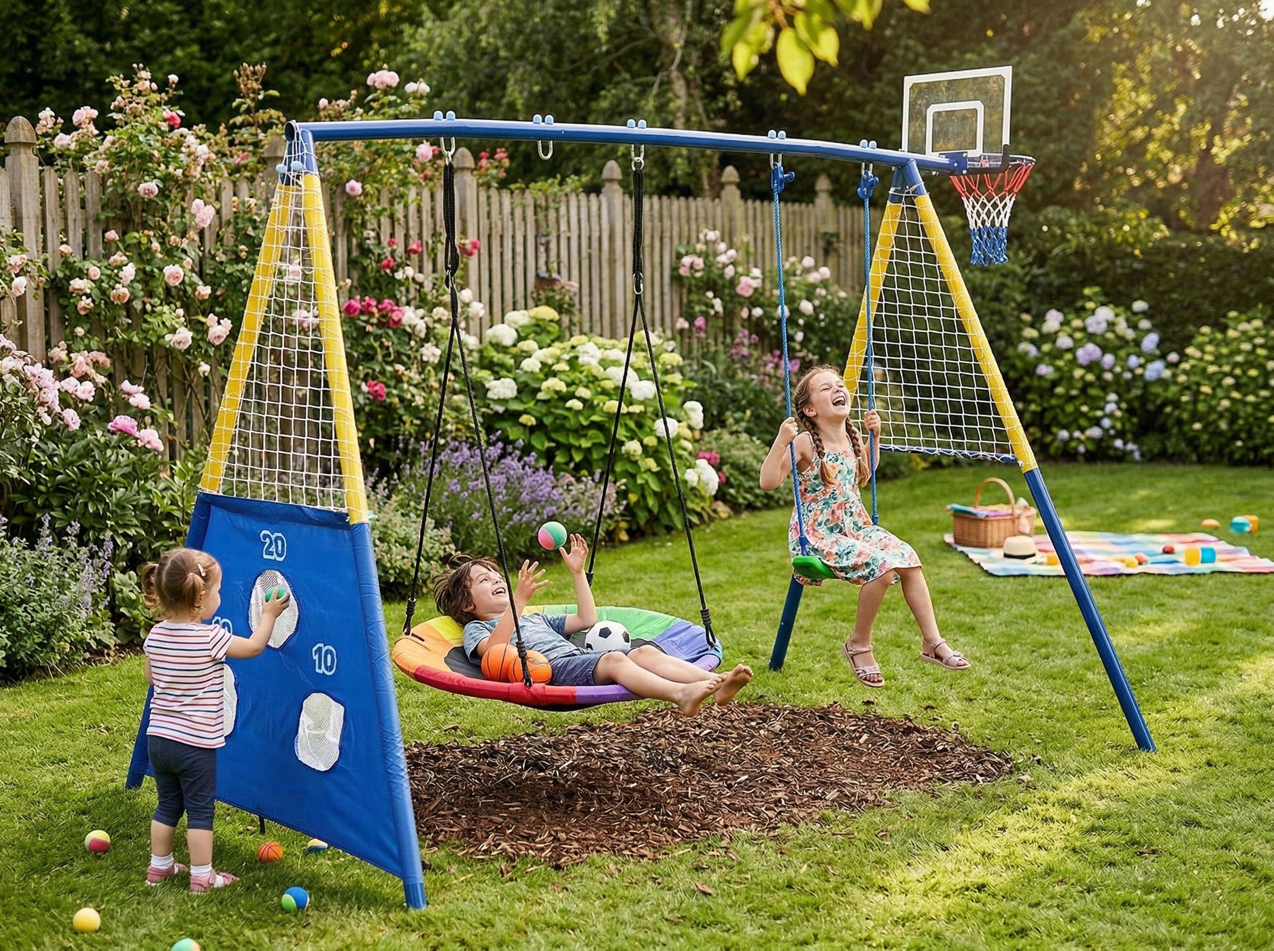 GARDEN SWING SQUARE TOYS FOR CHILDREN SWING FRAME STORK NEST Packaging status original