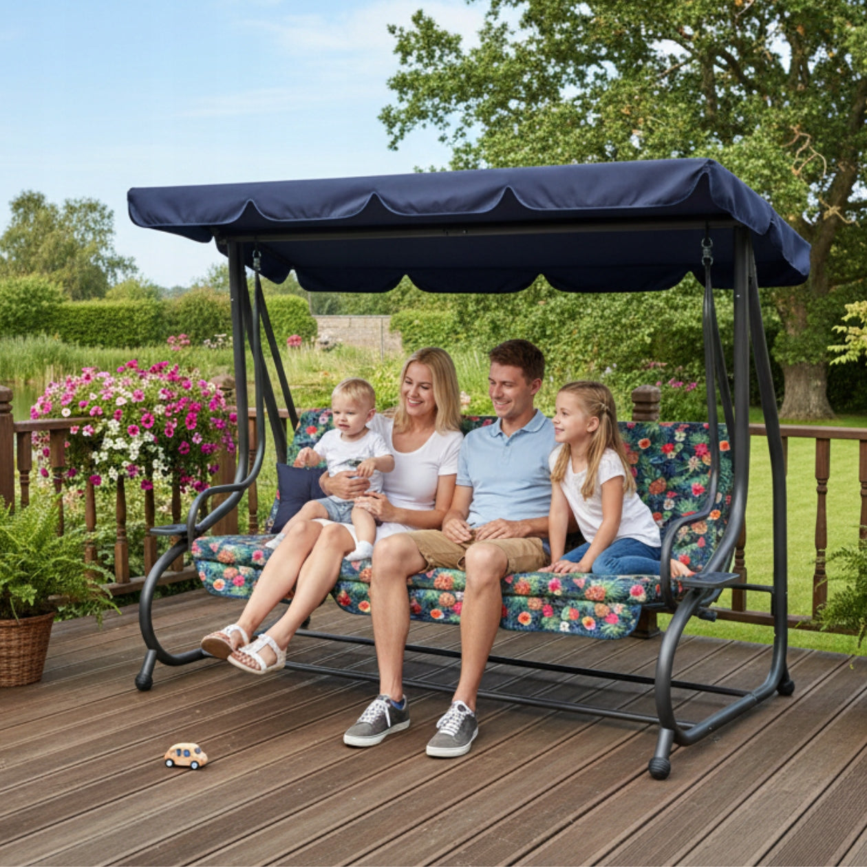 GARDEN SWING WITH CANOPY ROCKING FREESTANDING 2in1 FOLDING PILLOWS Kind freestanding