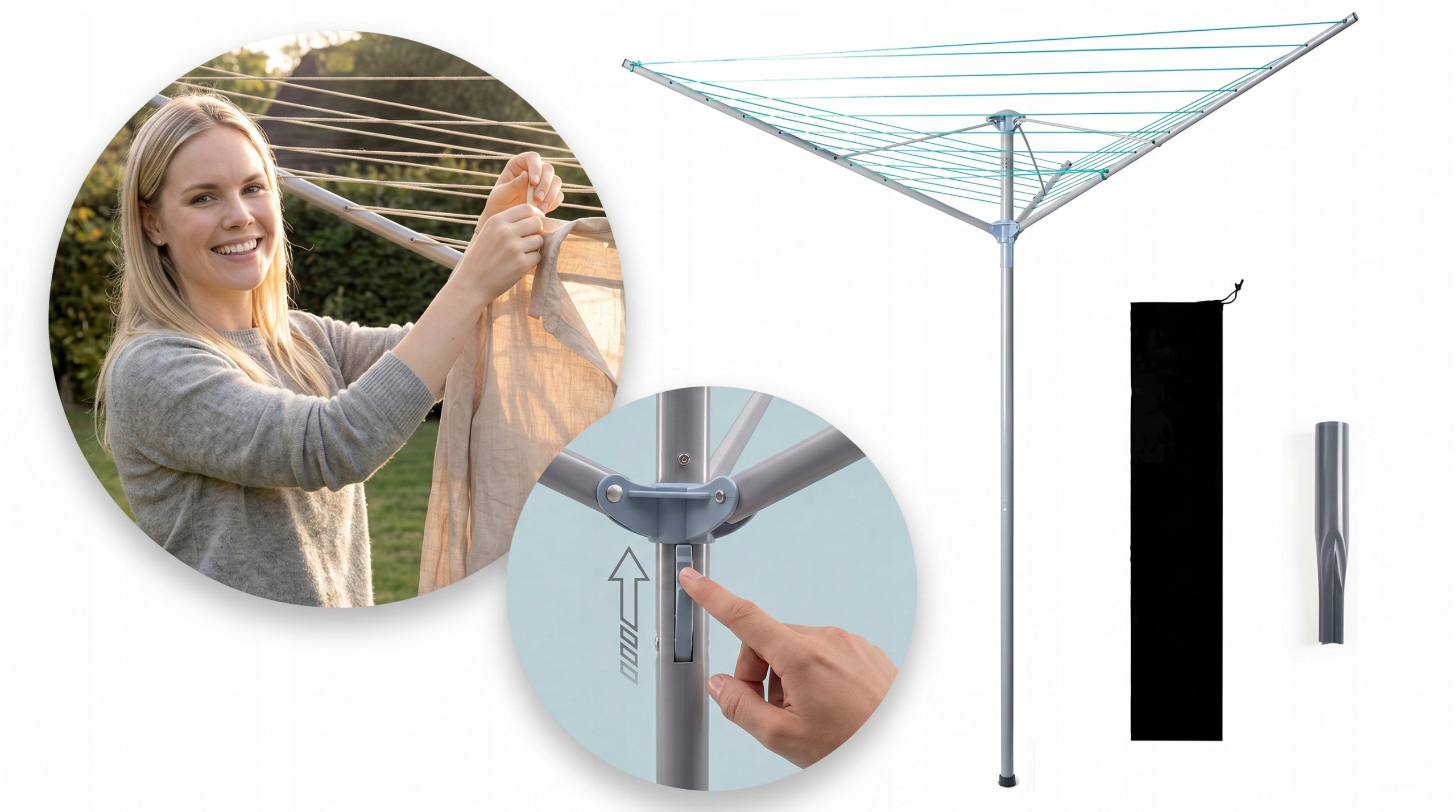 GARDEN SWIVEL DRYER 40M PROMIS SU190 COMO ANCHOR COVER 182CM