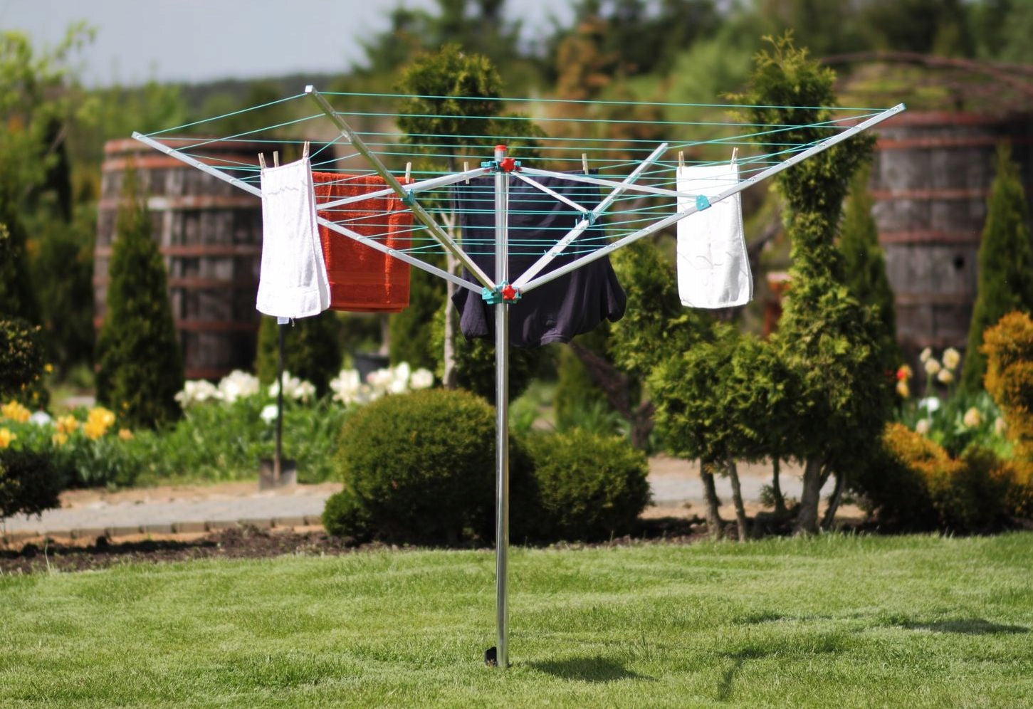 GARDEN SWIVEL DRYER FOR LAUNDRY 50M 4 ARMS LARGE COVER FREEBIE Kind Portable